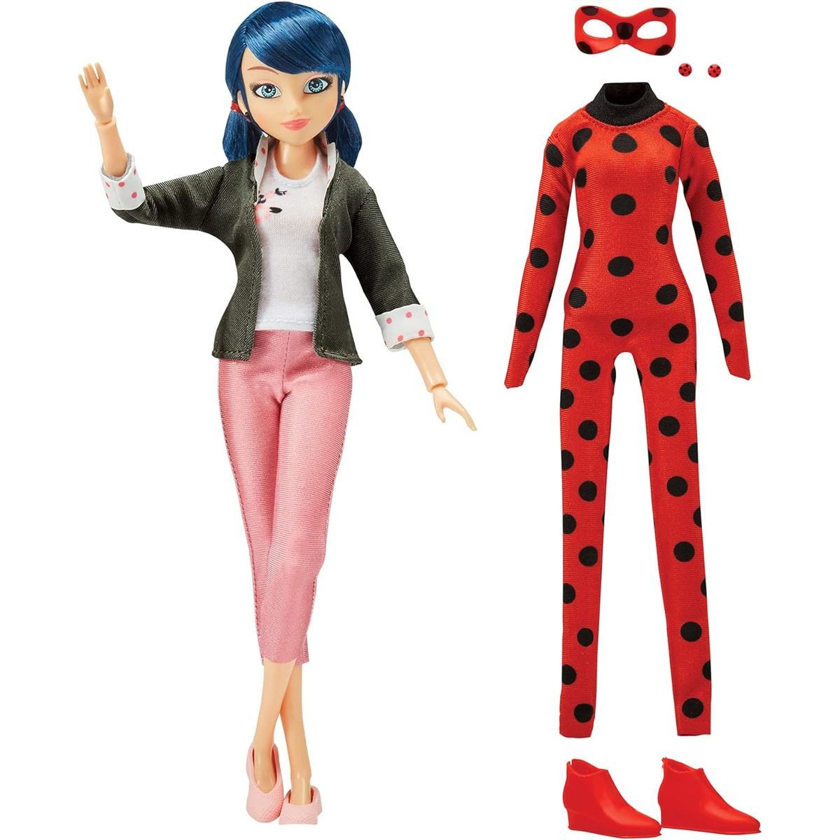 Bandai Anziehpuppe Puppe Miraculous Marinette mit 2 Outfits 26cm