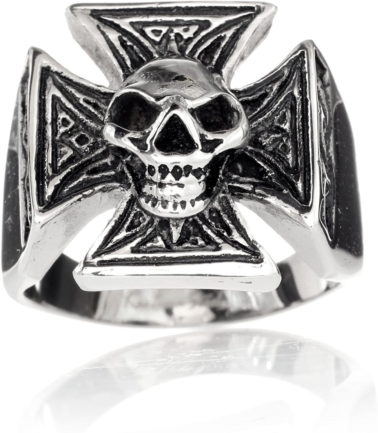 Karisma Fingerring Karisma Edelstahl 316L Ring -Totenkopf Kreuz Gothic - SRSK007 - 70 (22.3)