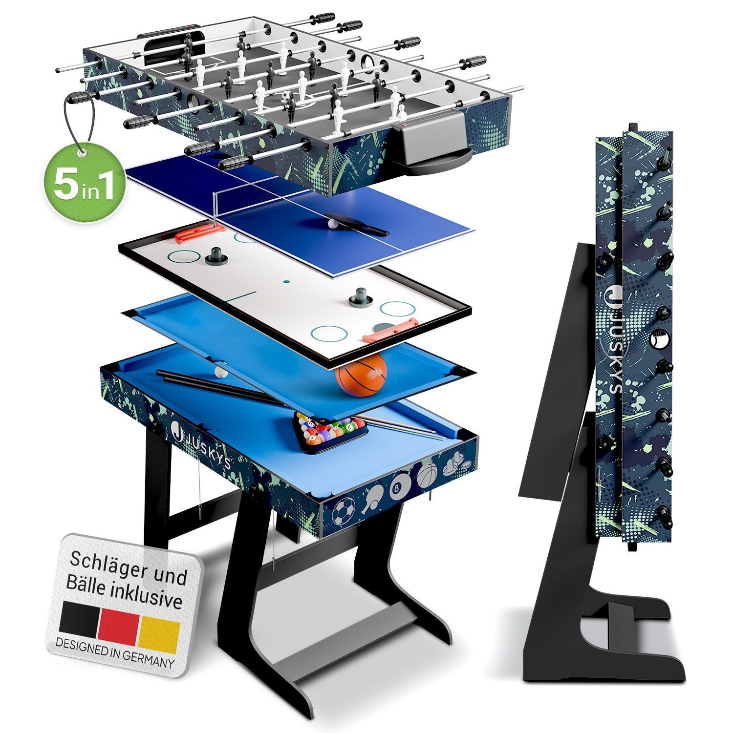 Juskys Spieltisch Ballzauber, klappbar mit Tischtennis, Kicker, Billard, Ho günstig online kaufen