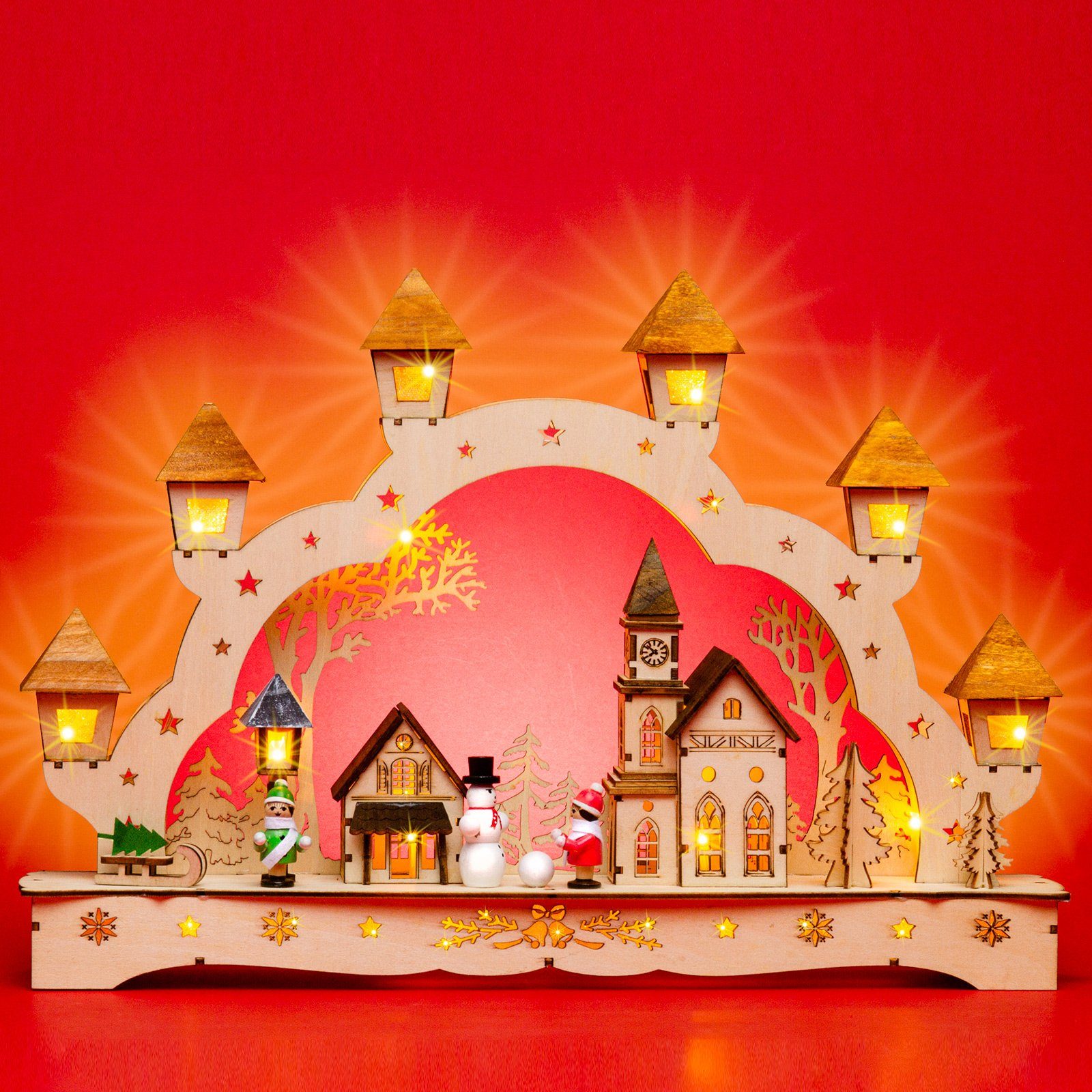 SIKORA Schwibbogen LB62 Weihnachtsdorf mit Laternen günstig online kaufen