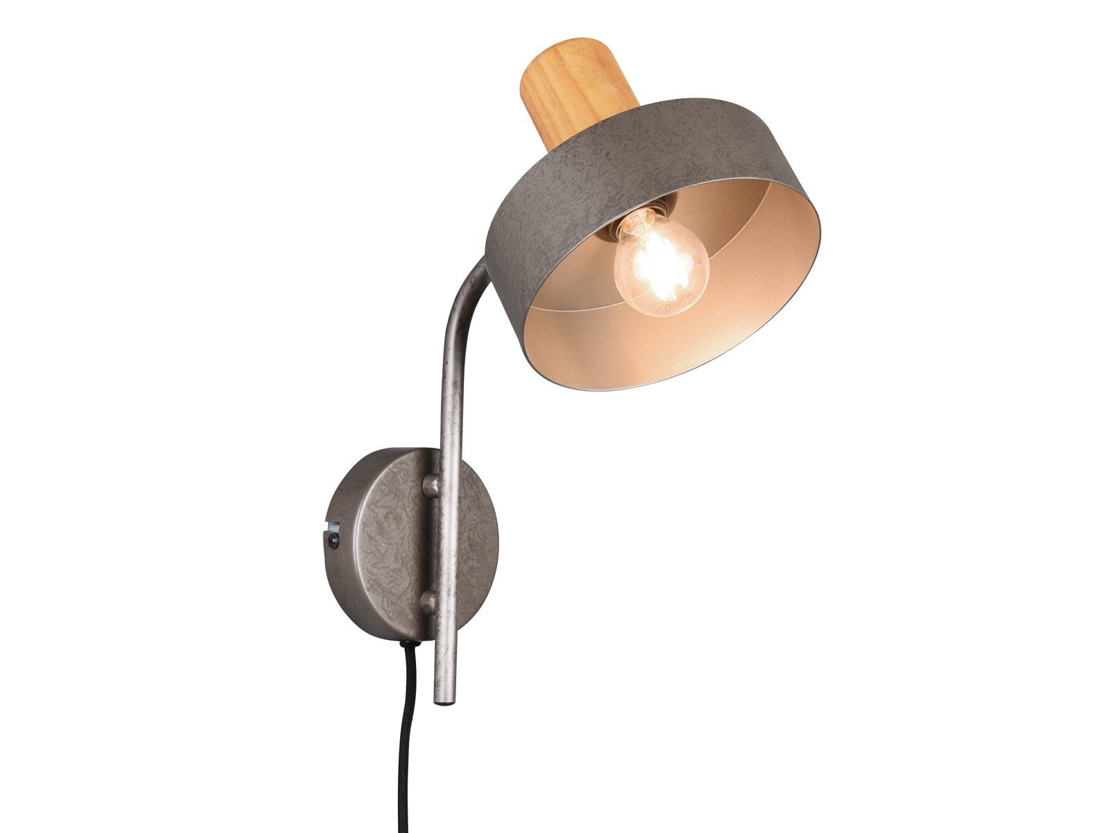 meineWunschleuchte LED rustikal, schwenkbar Höhe LED Vintage Style Warmweiß, Industrial wechselbar, Wandstrahler, Holz-lampe 32cm