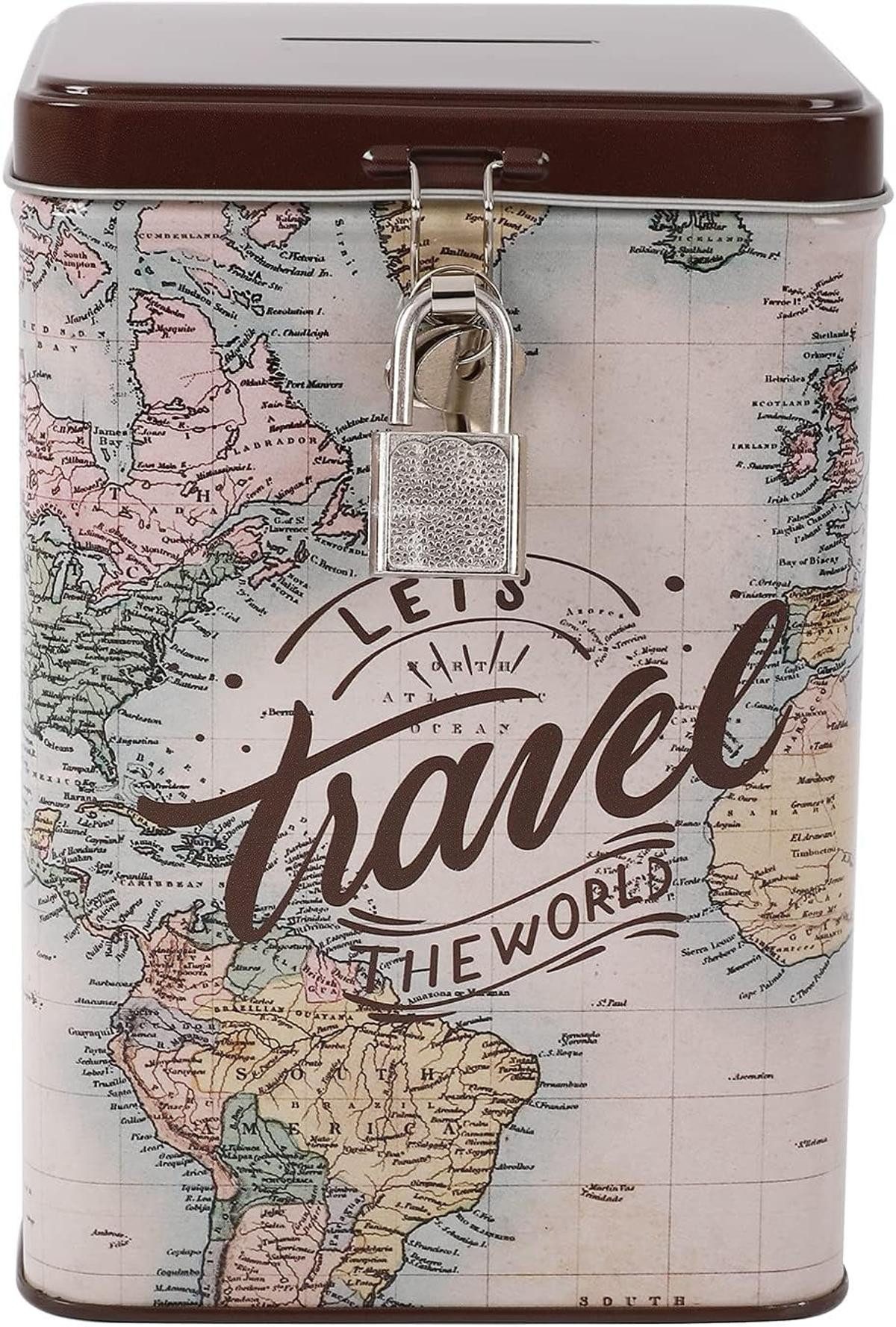 I-TOTAL Spardose I-TOTAL® Spardose mit Vorhängeschloss Sparbüchse aus Metal günstig online kaufen