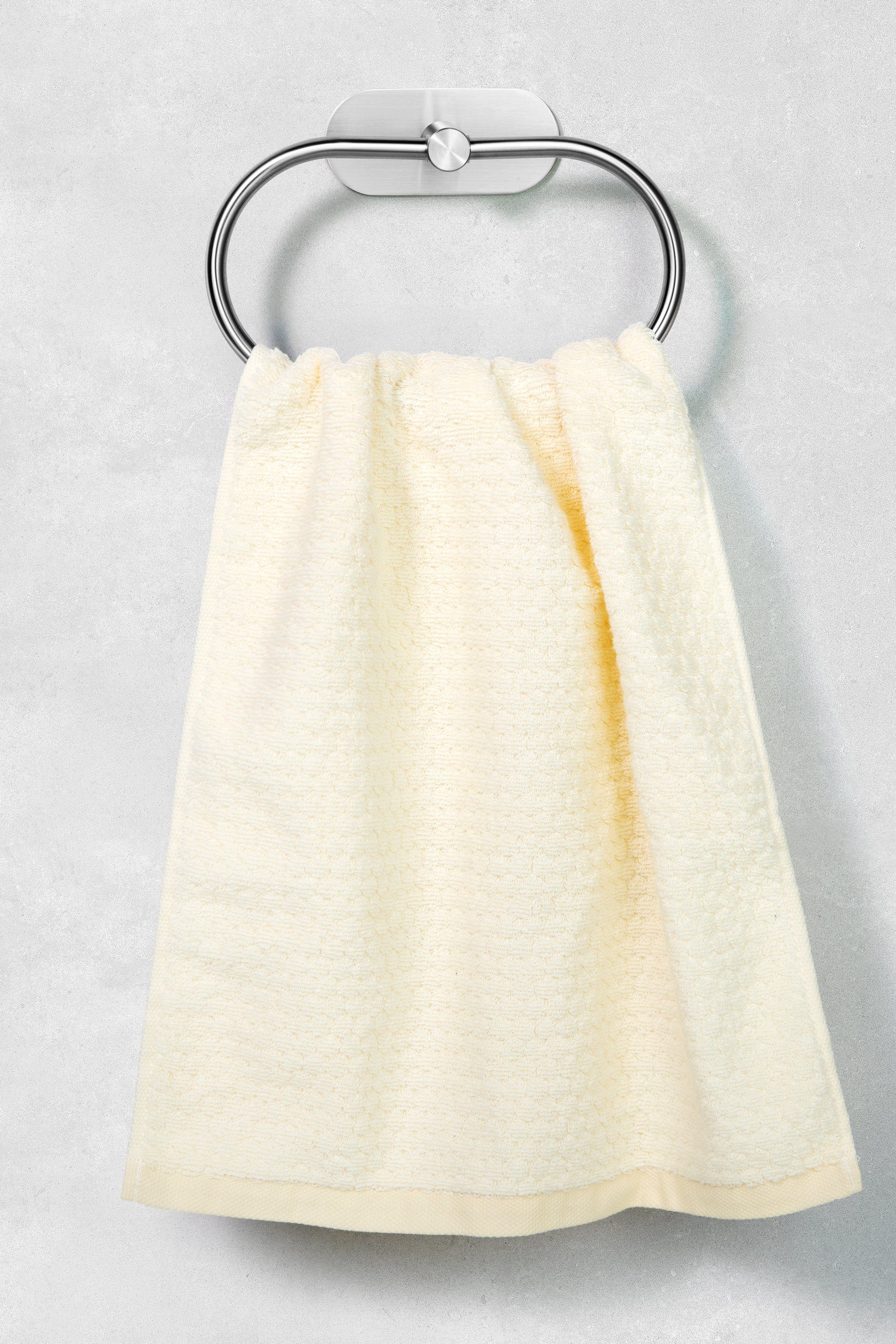 Ambrosya Edelstahl Bad Montage Handtuchhalter aus Silber Halter Handtuchhaken Handtuch Klebehaken WC Einfache Klebend Küche, Handtuchring Haken Selbstklebender