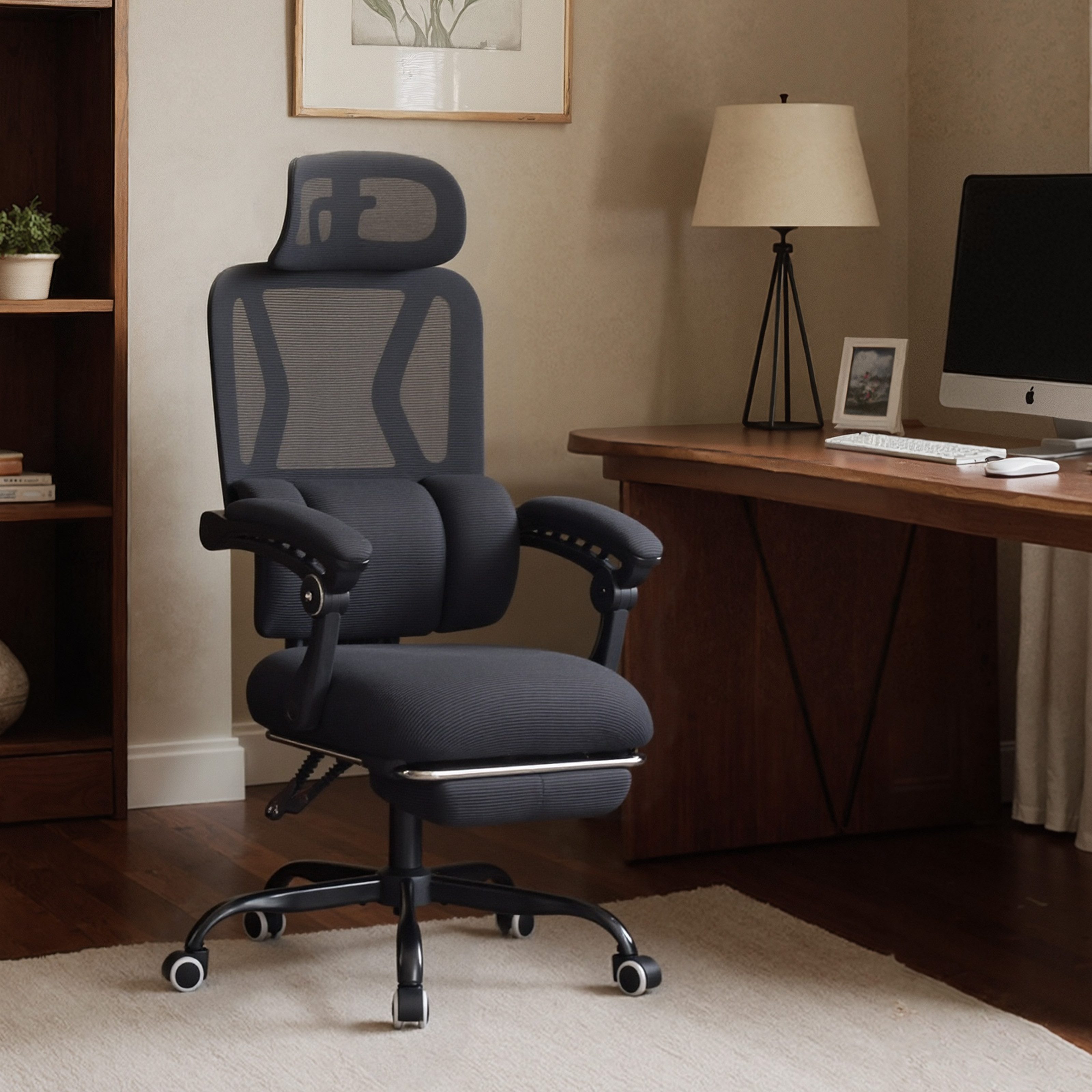 UEV Bürostuhl Ergonomisch mit Fußstütze mesh Dynamischer Lordosenstütze (Ho günstig online kaufen