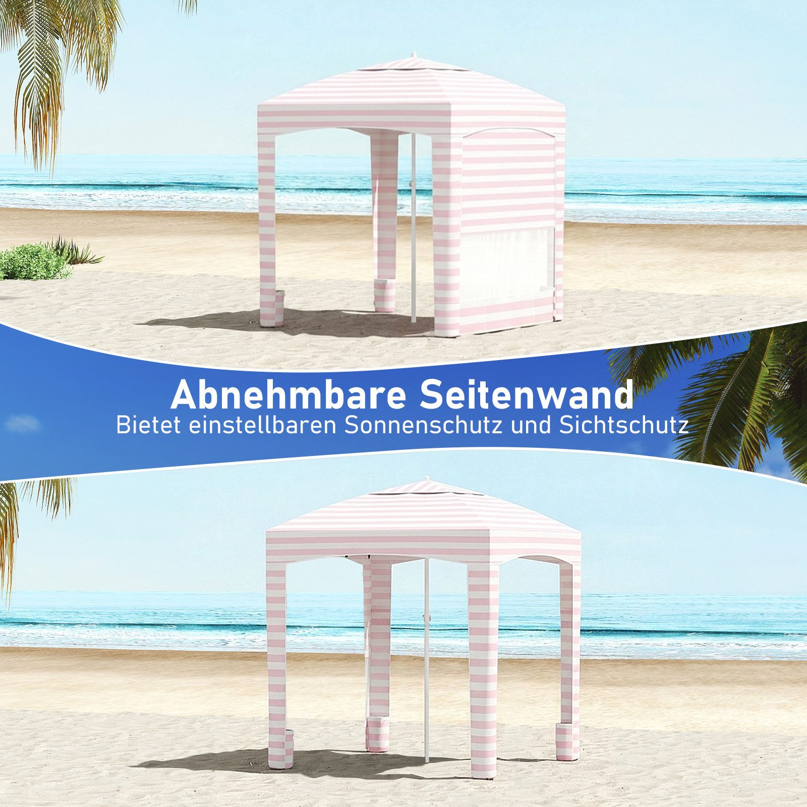 COSTWAY Faltzelt, Personen: 6, Strandzelt mit Seitenwand, höhenverstellbar