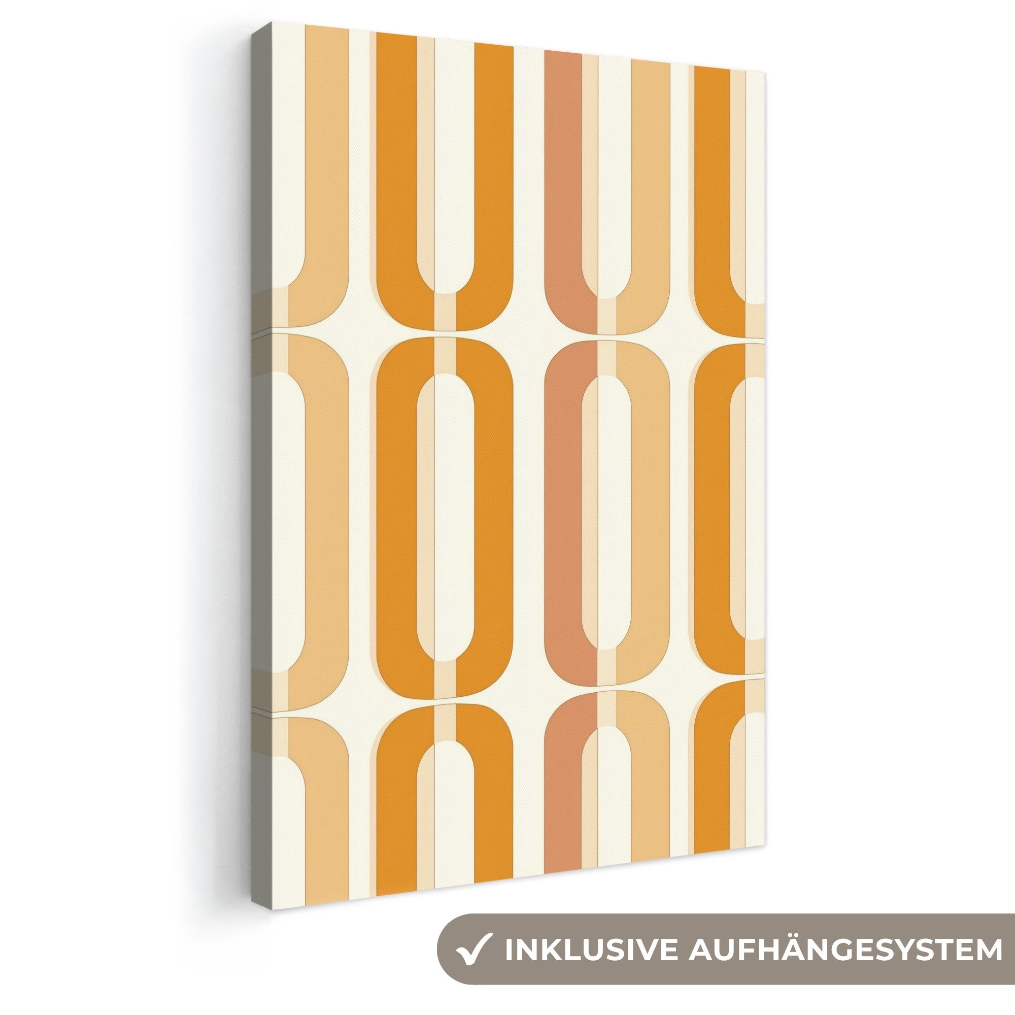OneMillionCanvasses® Leinwandbild U-förmig - Retro - Orange, Fotodruck (1 St), Leinwand Canvas Wandbild, Wanddekoration 20x30 cm