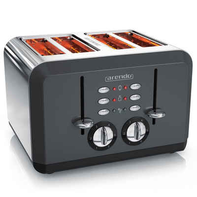 Arendo Toaster, 4 kurze Schlitze, für 4 Scheiben, 1630 W, Automatik, Edelstahl, Wärmeisolierendes Doppelwandgehäuse