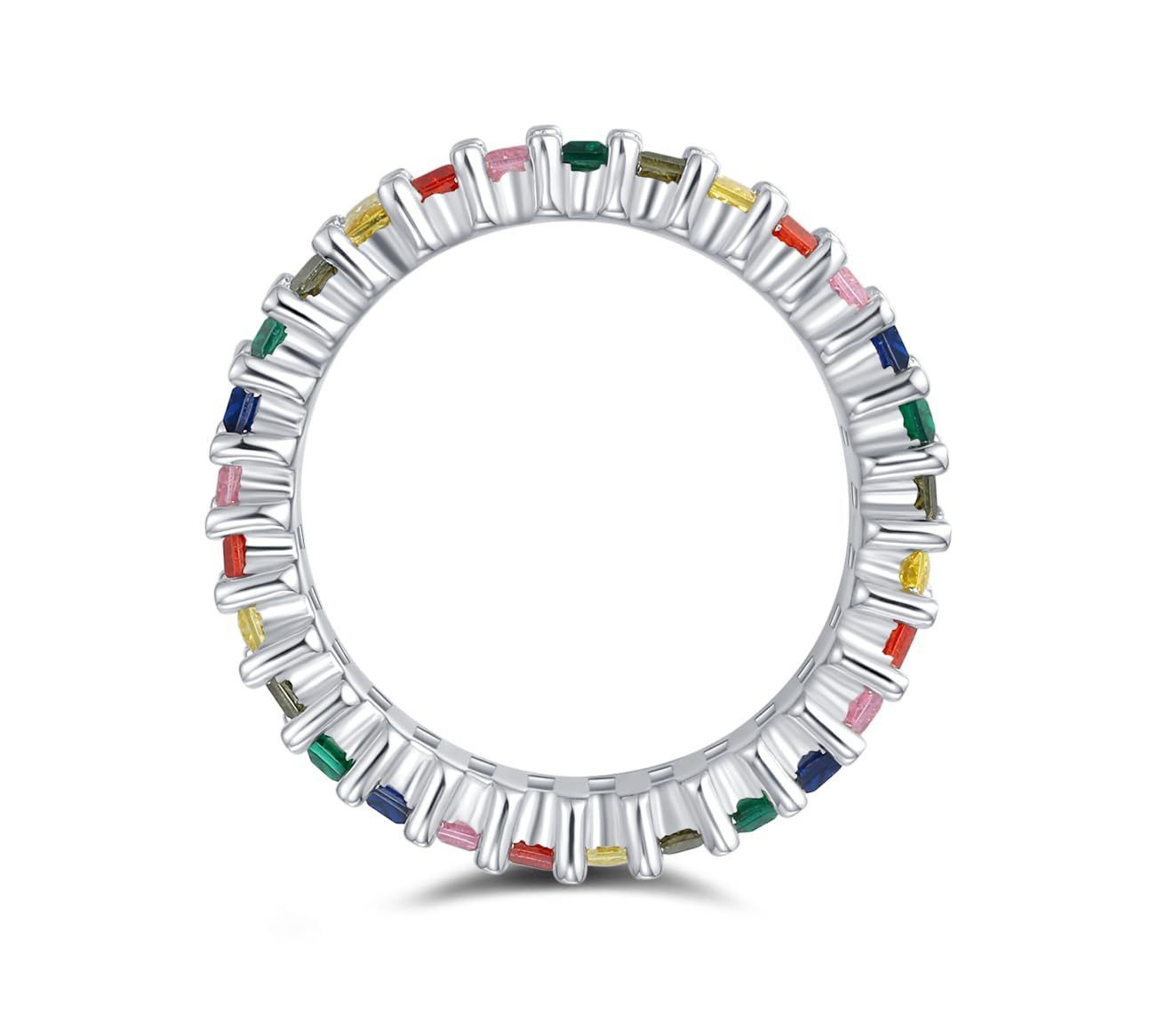Lisandra Scott Silberring 18K Rainbow Baguette Ring 925 Sterling Silber mit Regenbogen Steinen, Funkelnd in allen Farben – dein Statement-Ring für jedes Outfit