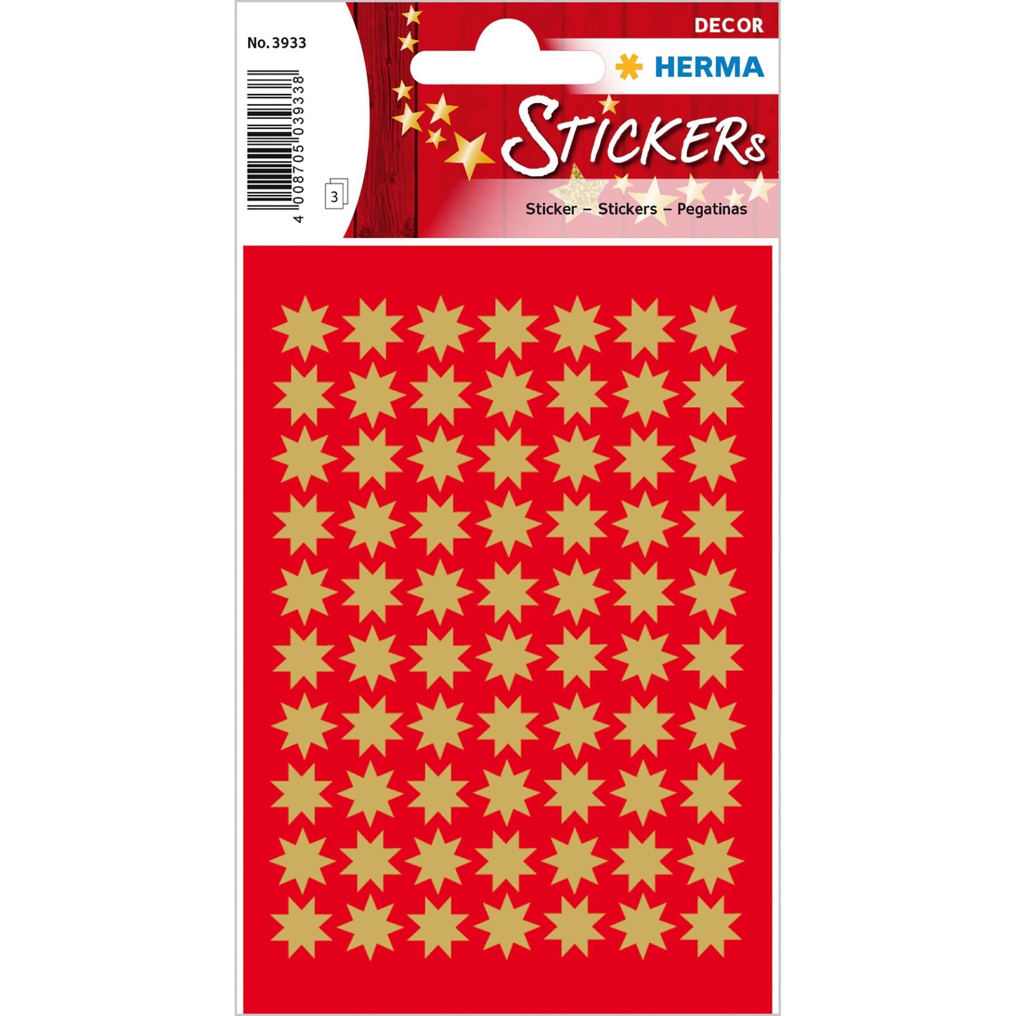 HERMA Sticker Herma Sticker DECOR Weihnachten Sterne gold Ø 10 mm 3 Bl