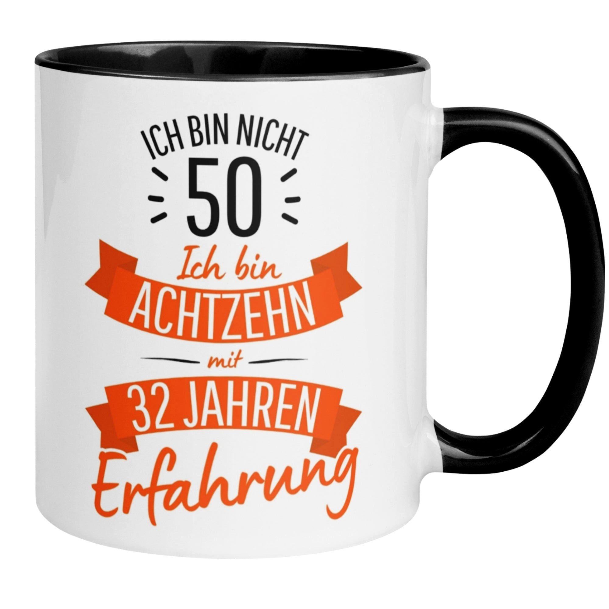 Momentals Tasse 50 Geburtstag Mann – „Nicht 50 – Ich hab Erfahrung“ – Geschenk Männer, Beidseitiger Druck · Links- & Rechtshänder · Spülmaschinenfest