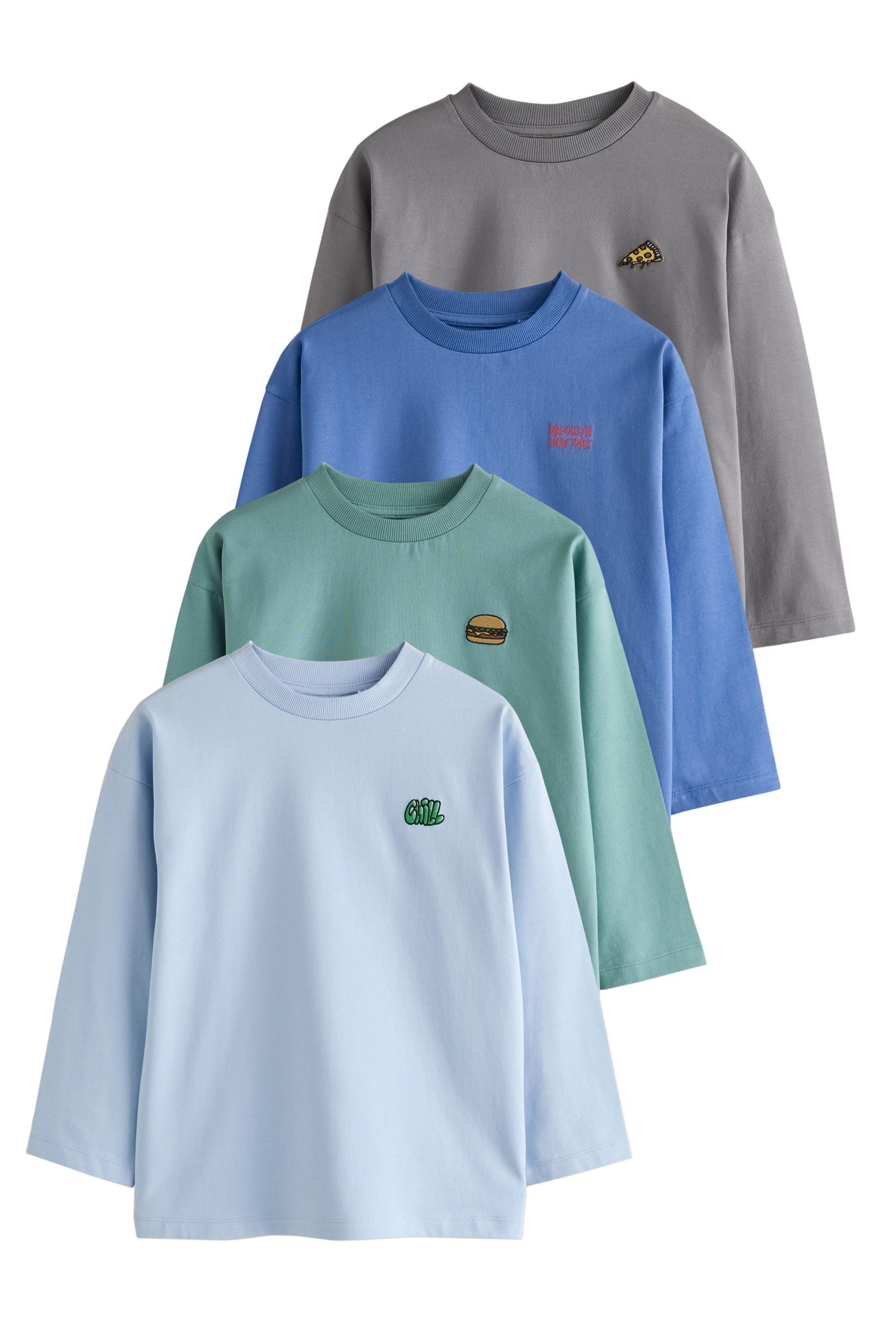 Next T-Shirt Relaxed Fit Langarmshirts, 4er-Pack (4-tlg)