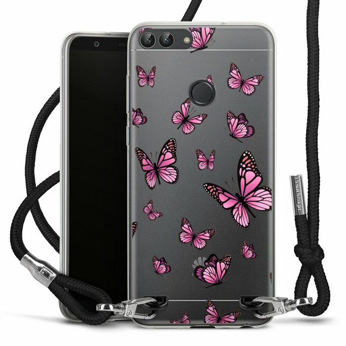 DeinDesign Handyhülle Schmetterling Muster Motiv ohne Hintergrund Schmetterlinge Pink Huawei P Smart (2018) Handykette Hülle mit Band Case zum Umhängen