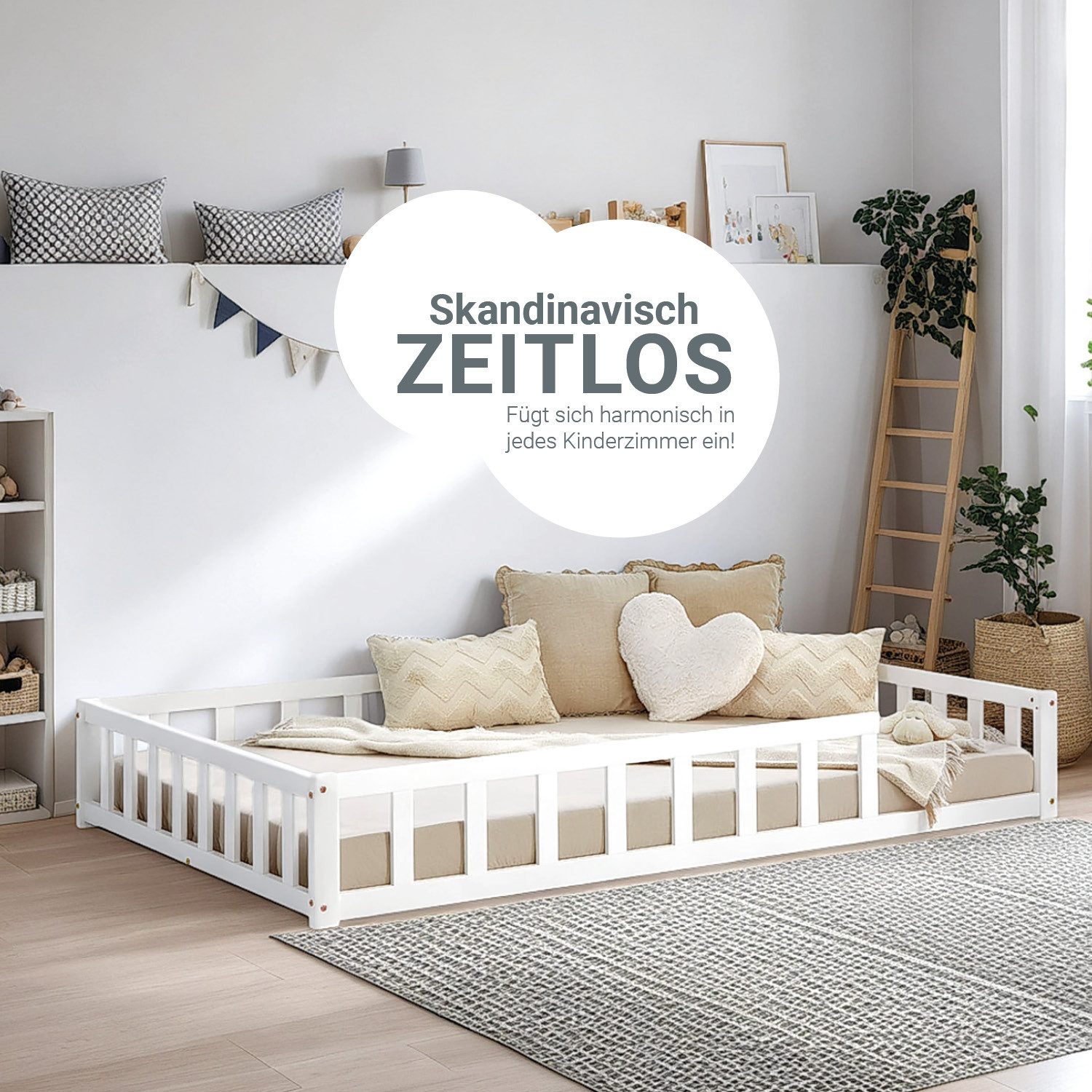 Homestyle4u Kinderbett 90x200 / 120x200 Weiß günstig online kaufen