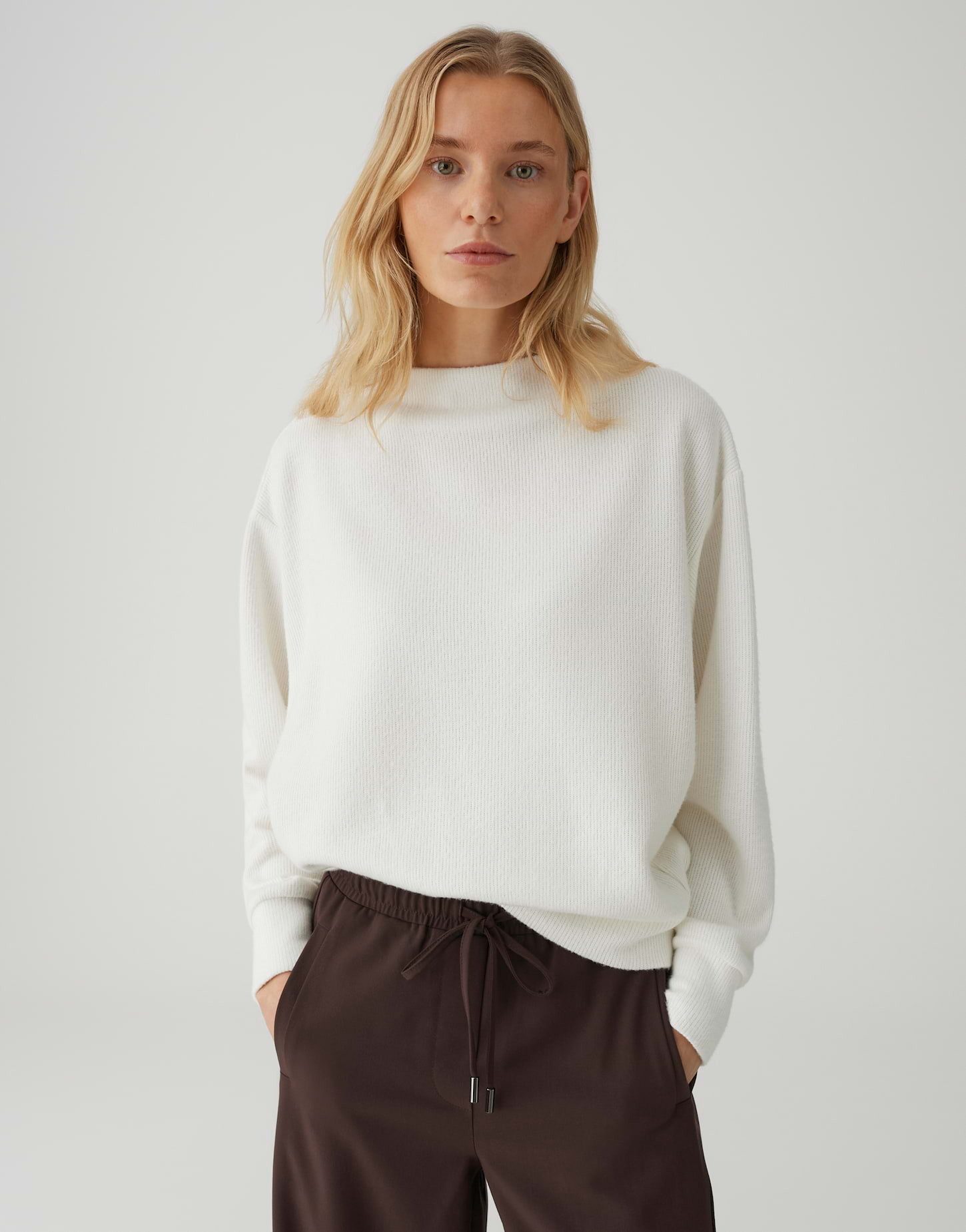 OPUS Sweatshirt Gewil in Strickoptik Regular Fit lockere Passform, schmal zulaufend, langer Fledermausärmel