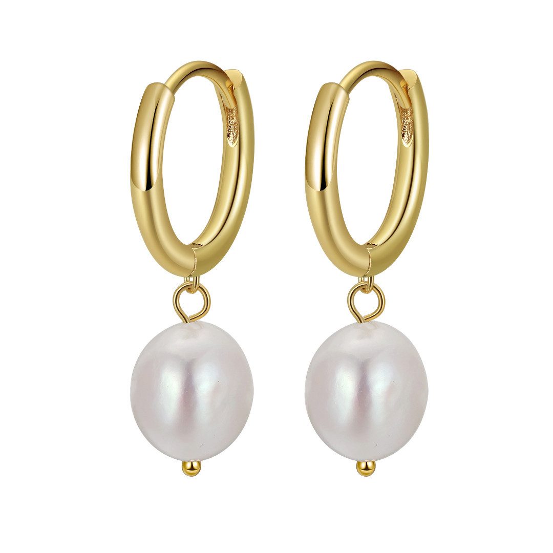 Suzan Gold Perlenohrringe Celestelle – Runde Perlenohrringe aus 925 Silber günstig online kaufen