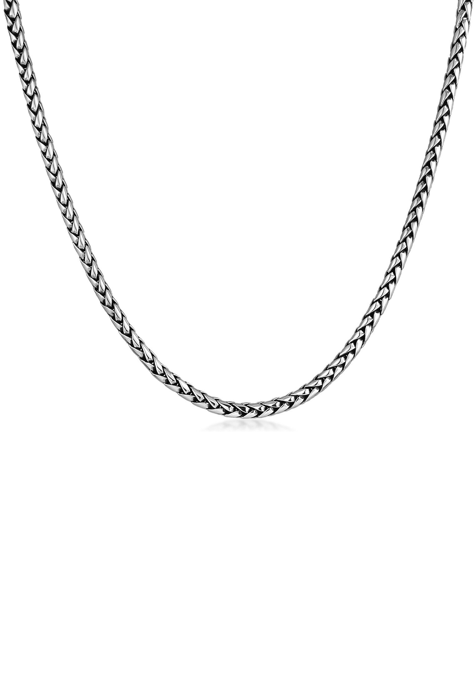 Silberkette Herren Zopfkette Trend Oxidiert Massiv 925 Silber