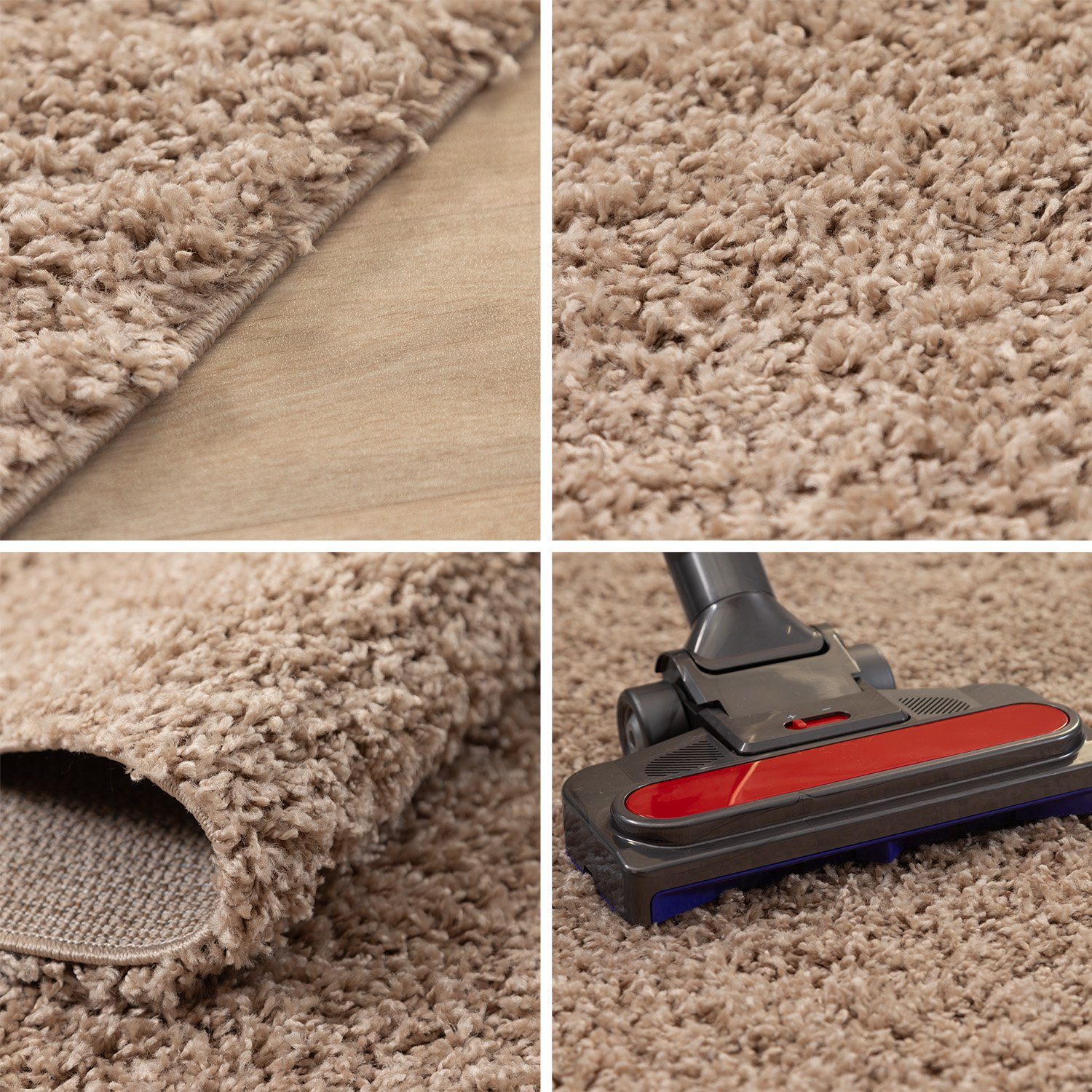 SIMPEX24 Teppich Unicolor - Einfarbig, Rund, Höhe: 30 mm, Einfarbig Shaggy Teppich Wohnzimmer Langflor Versch. Farben und Größen