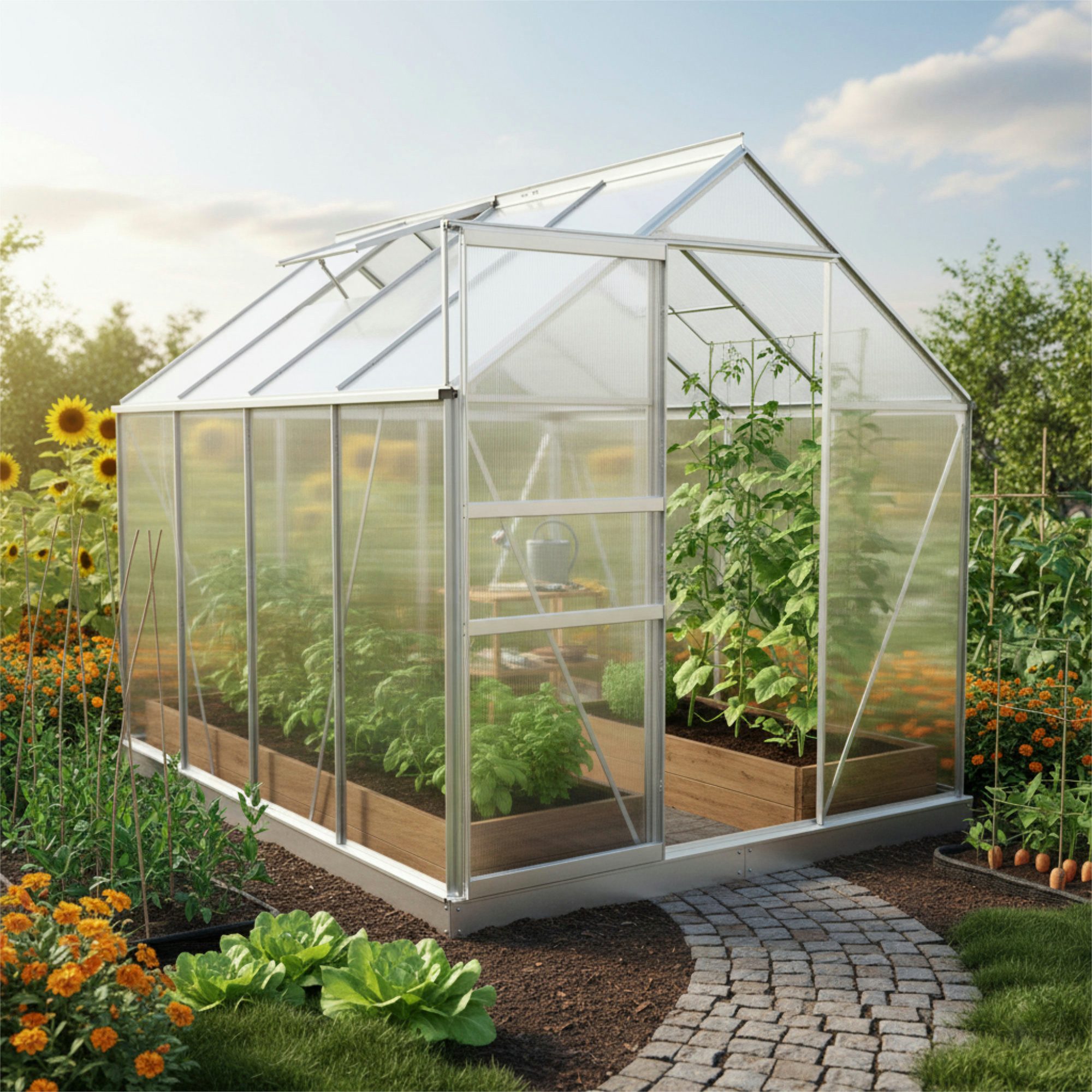 Zelsius Gewächshaus Aluminium Gewächshaus mit Fundament, 250 x 190 cm, 6 mm günstig online kaufen