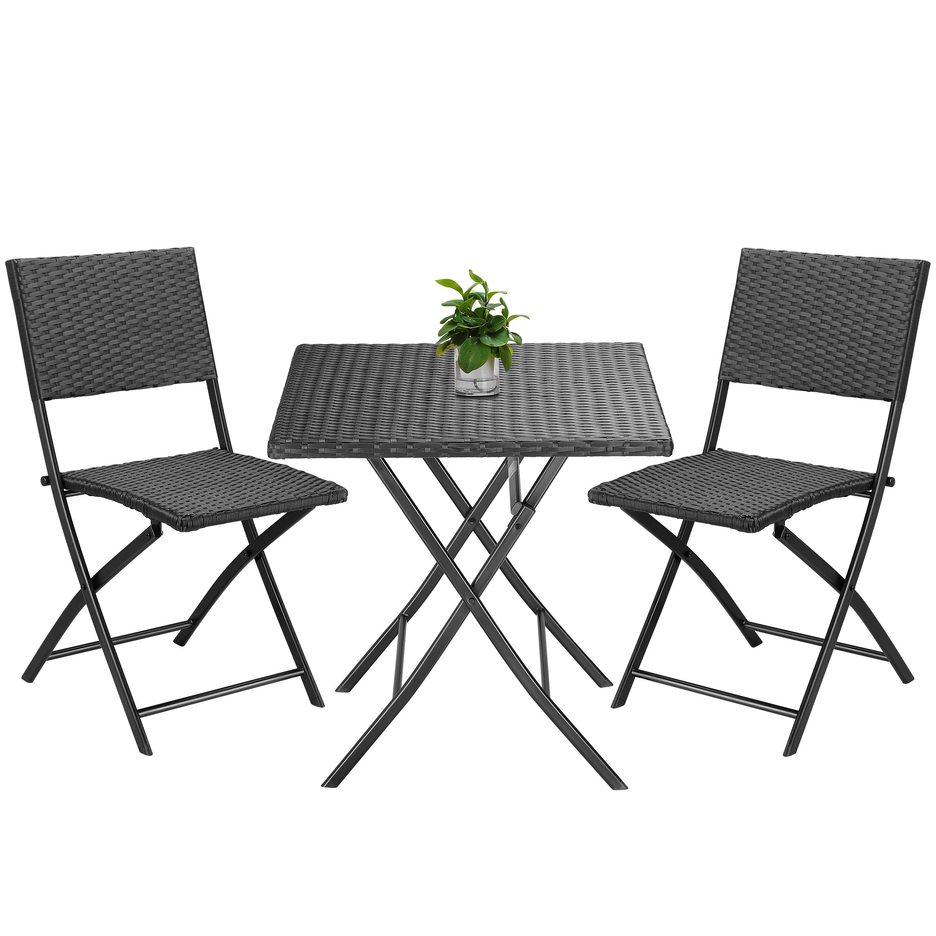 Casaria Balkonset »Rom«, (3-tlg), Sitzgruppe Garten • Poly Rattan •  wetterfest • platzsparend klappbar • hohe Belastbarkeit • pflegeleicht  online kaufen | OTTO