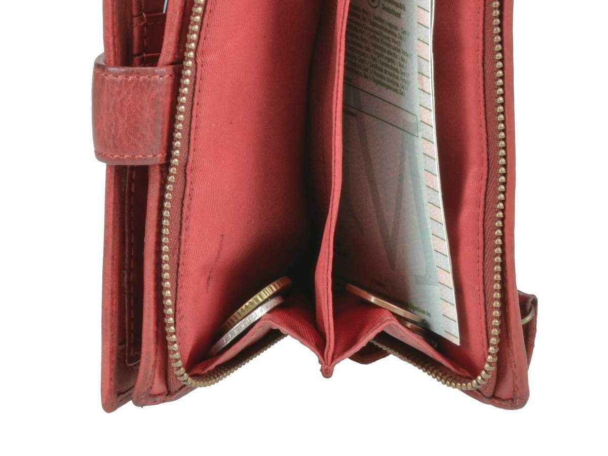 Damenbörse, knautschiges Sanne, Bear Portemonnaie, in Geldbörse Design Kartenfächer 8 Leder rot,