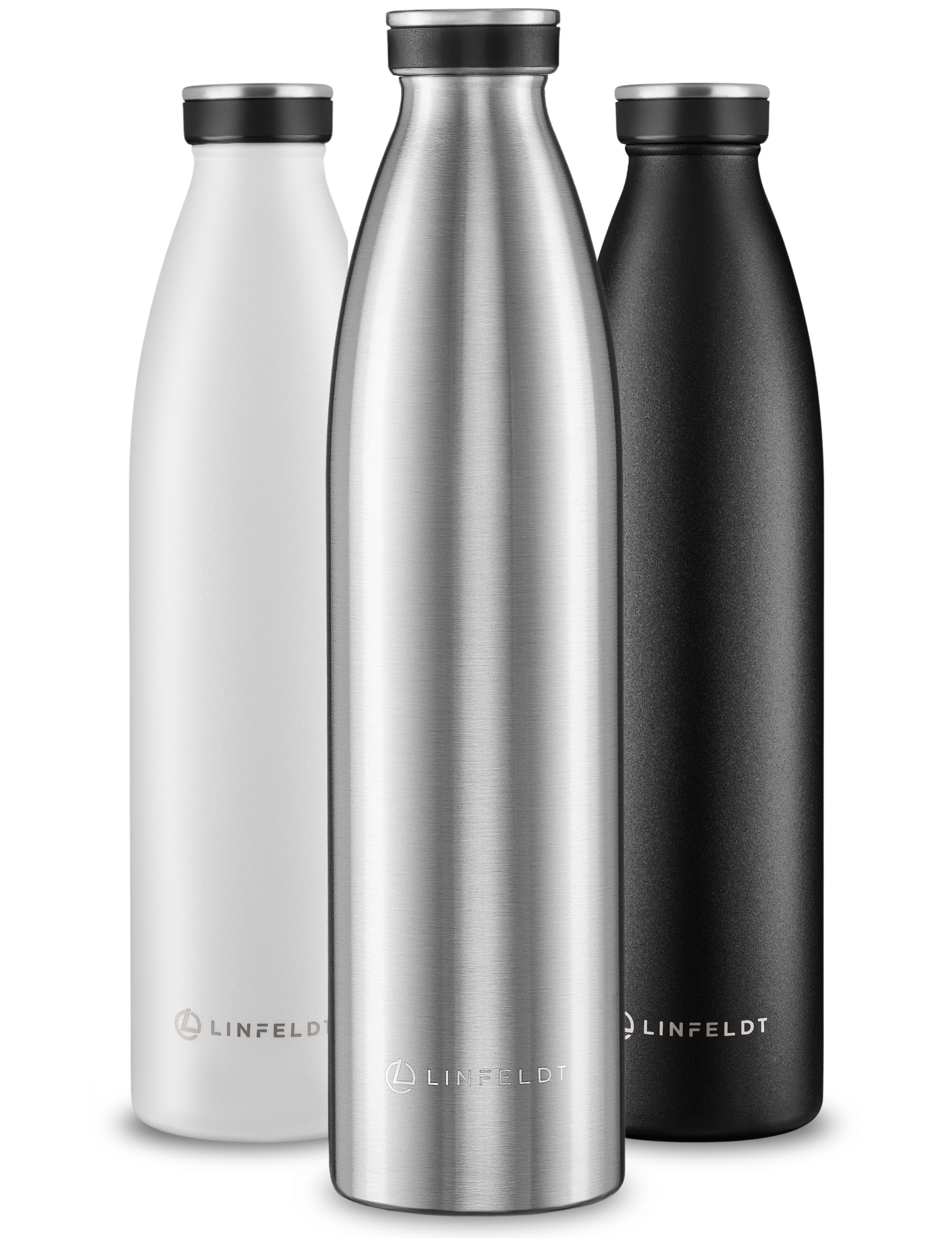 Trinkflasche 1L Trinkflasche Edelstahl Isoliert 24H Auslaufsicher + Sprudel