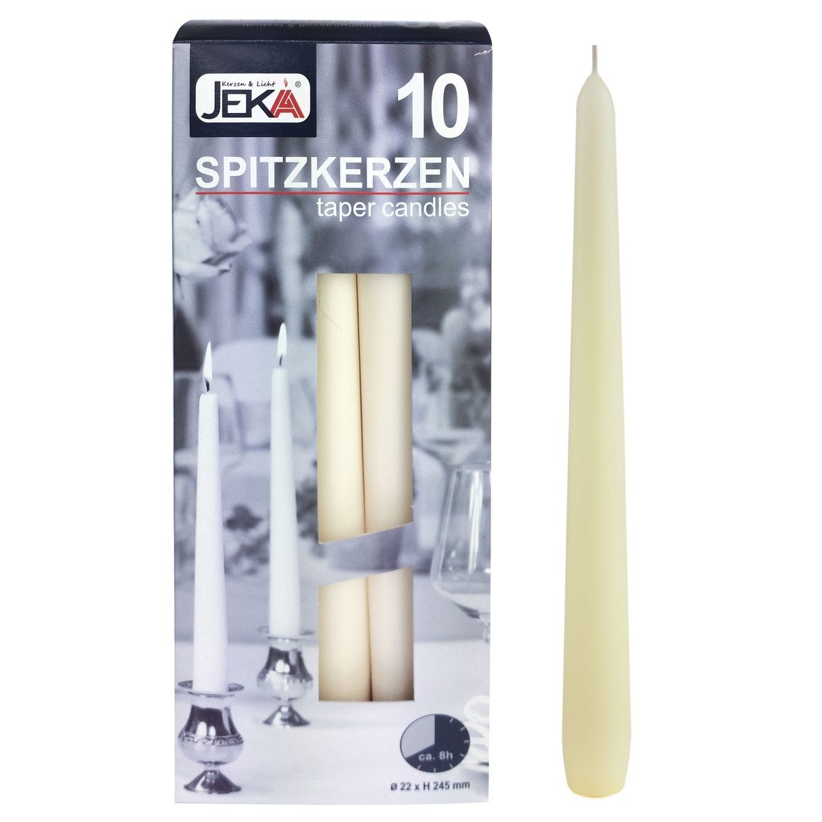 Ebersbacher Kerzenfabrik Tafelkerze Leuchtkerzen ivory 22x240mm 10 Stück