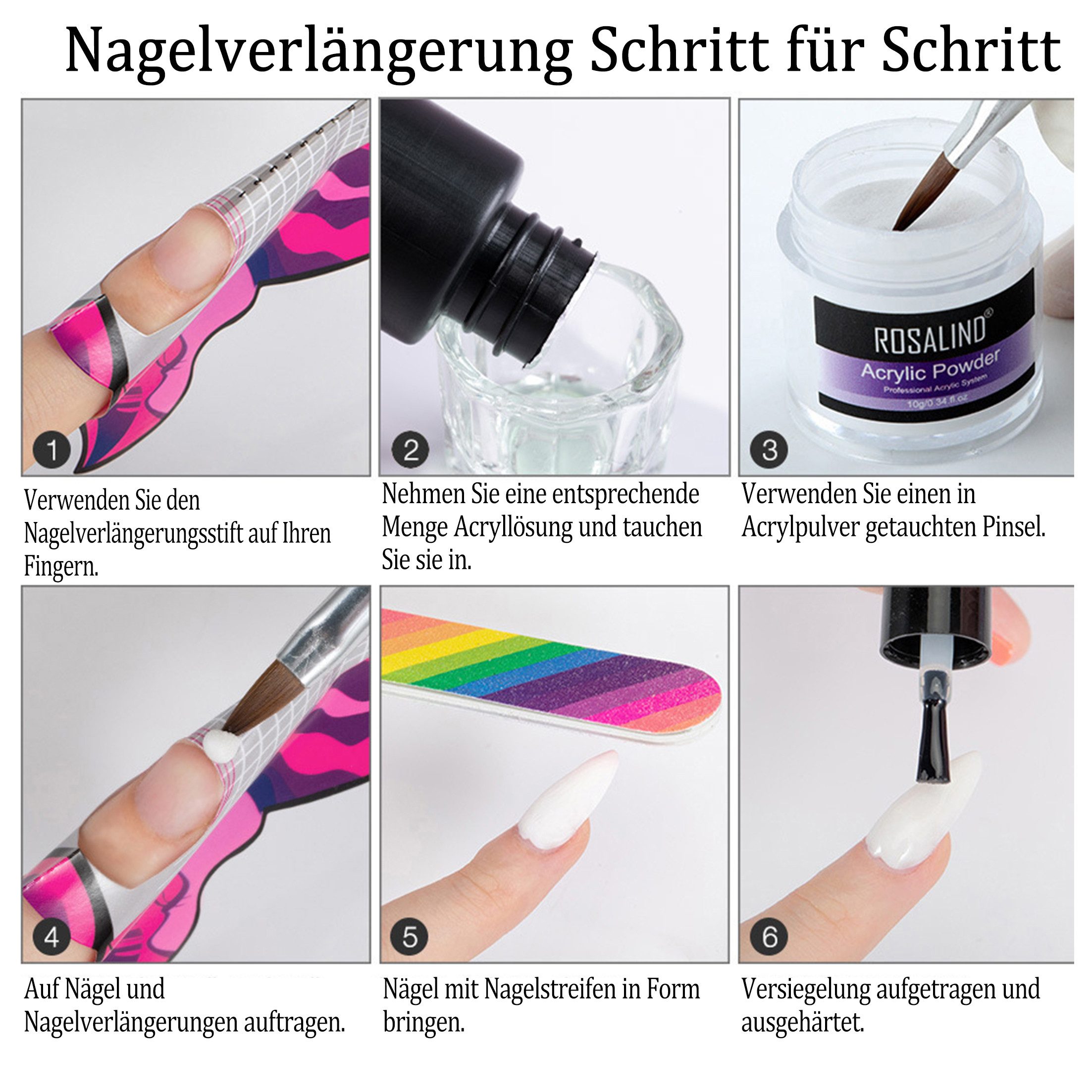 KINSI Nageldesign Zubehör Nailart Kristall-Pulver-Set, Nailart-Werkzeug-Set, 3D-Skulptur, 8-tlg., professionelle Studio-Qualitat