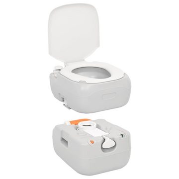 vidaXL Campingtoilette Camping-Toilette Tragbar Grau und Weiß 22 12 L HDPE
