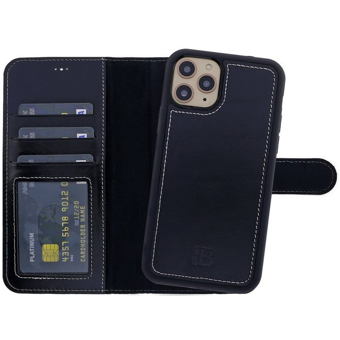 Burkley Handyhülle iPhone 11 Pro Max Handytasche + modulares Back Case herausnehmbare Innenhülle Kartenfächer mit RFID Blocker