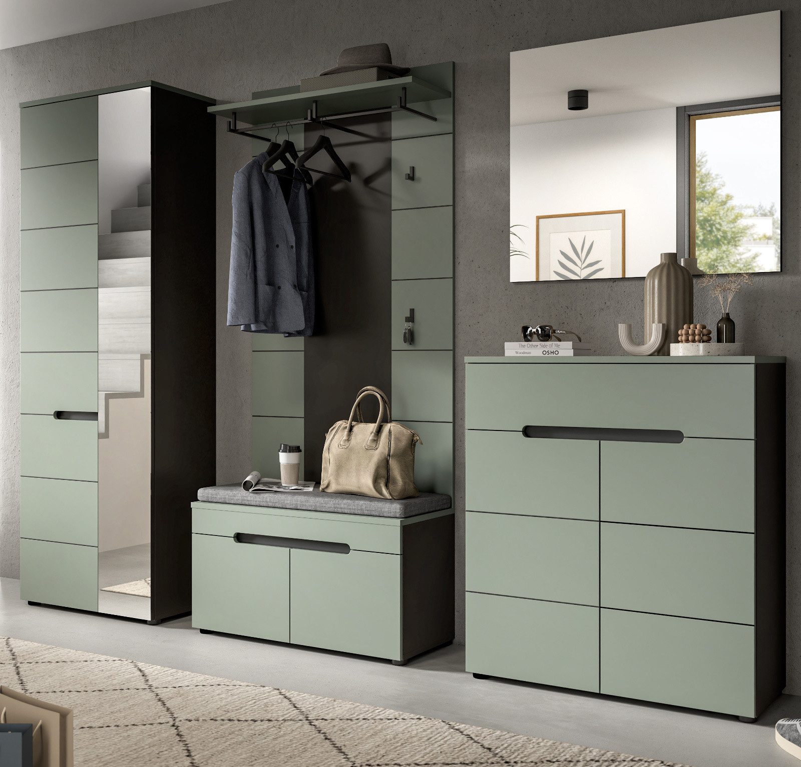 Inn.Furn Garderoben-Set Cooper, (Flurgarderobe in Salbei günstig online kaufen