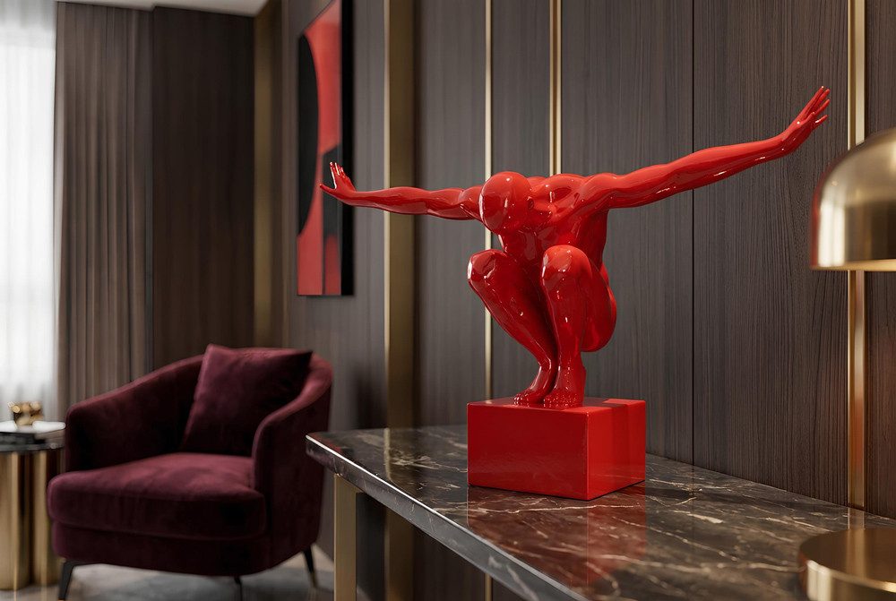 riess-ambiente Dekofigur HIGH DIVER 50cm rot - Athlet, Pose, Arme, kunstvoll, handgefertigt (Einzelartikel, 1 St), Moderne Skulptur - ideal als dekorativer Akze – Bild 3 von 5