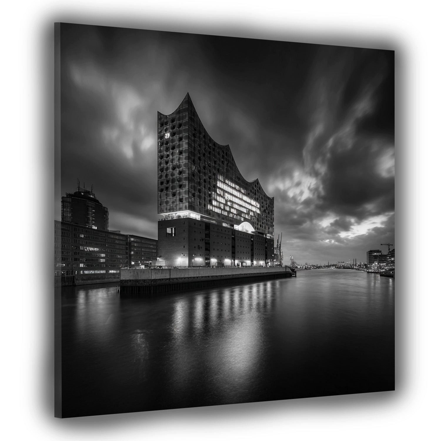 Artedinoi Leinwandbild Elbphilharmonie Hamburg schwarz weiß Leinwandbild Wandbild Kunstdruck, Elbphilharmonie Hamburg in Schwarz-Weiß