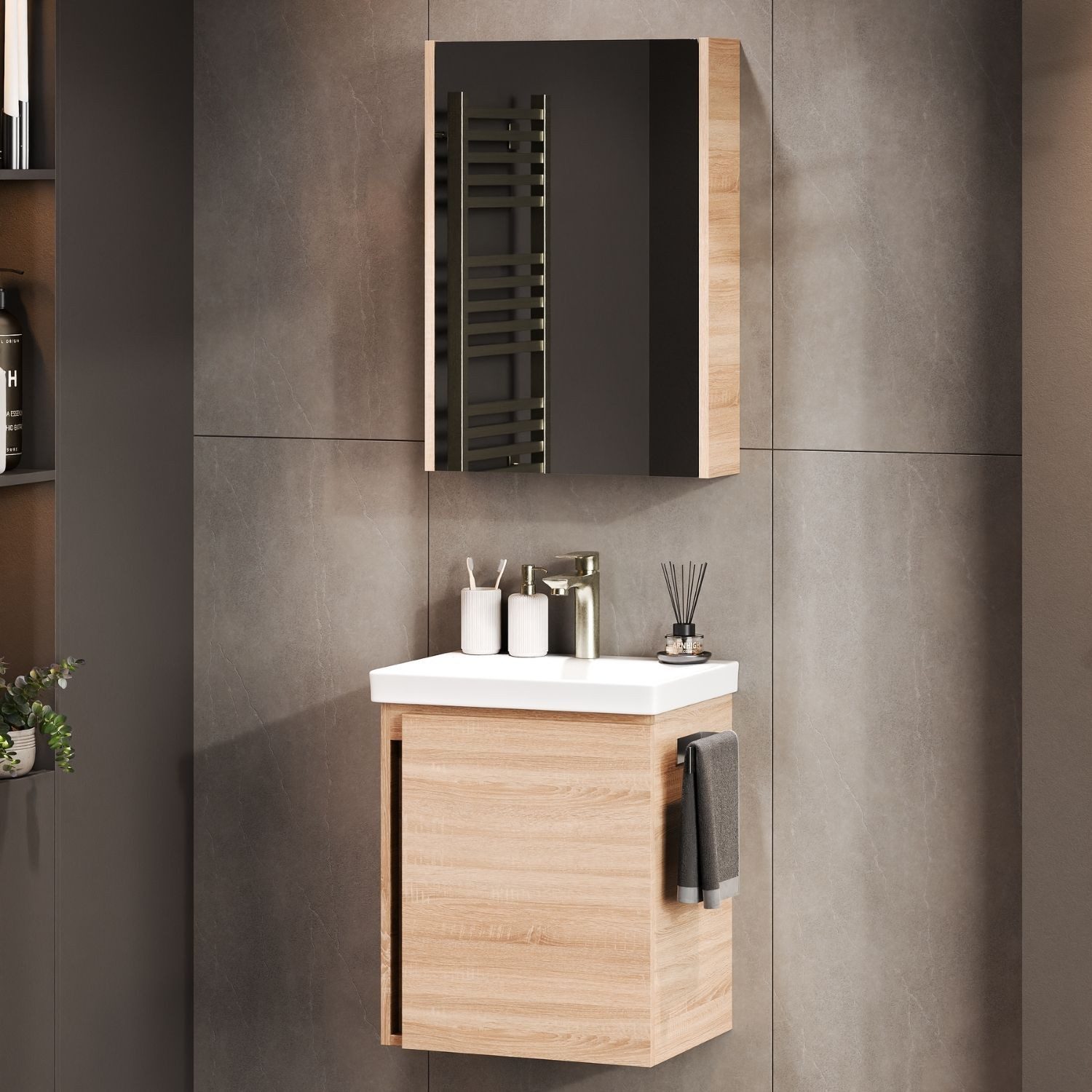 Planetmöbel Badmöbel-Set Badmöbel-Set mit Spiegelschrank 50cm, (hängend, 2- günstig online kaufen