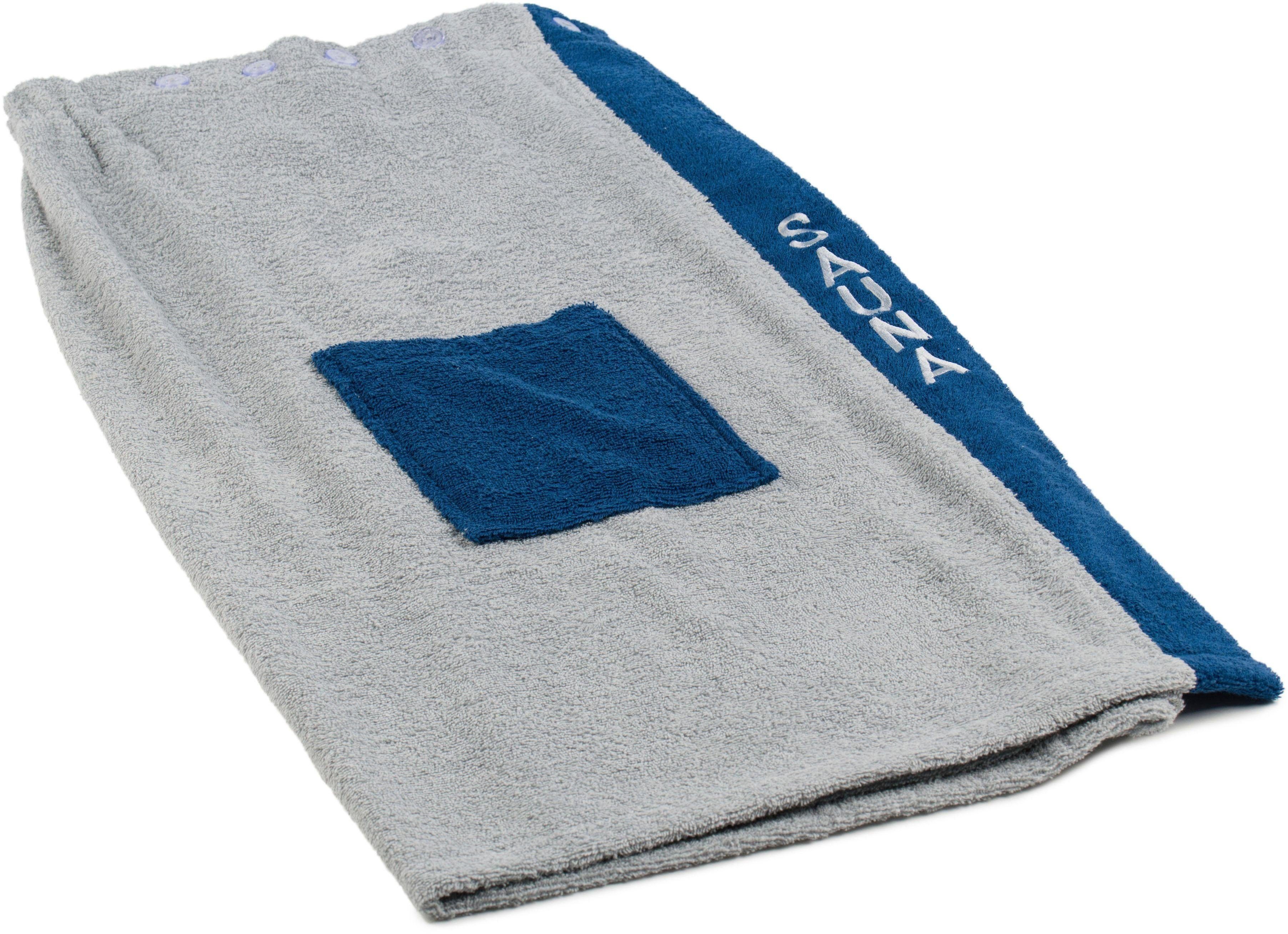 Gözze Kilt Sauna Sarong, ideal für Sauna & Spa, Kurzform, Walkfrottee, Knöpfe, Saunakilt für Damen, 100% Baumwolle, verstellbare Knöpfe, Bestickung