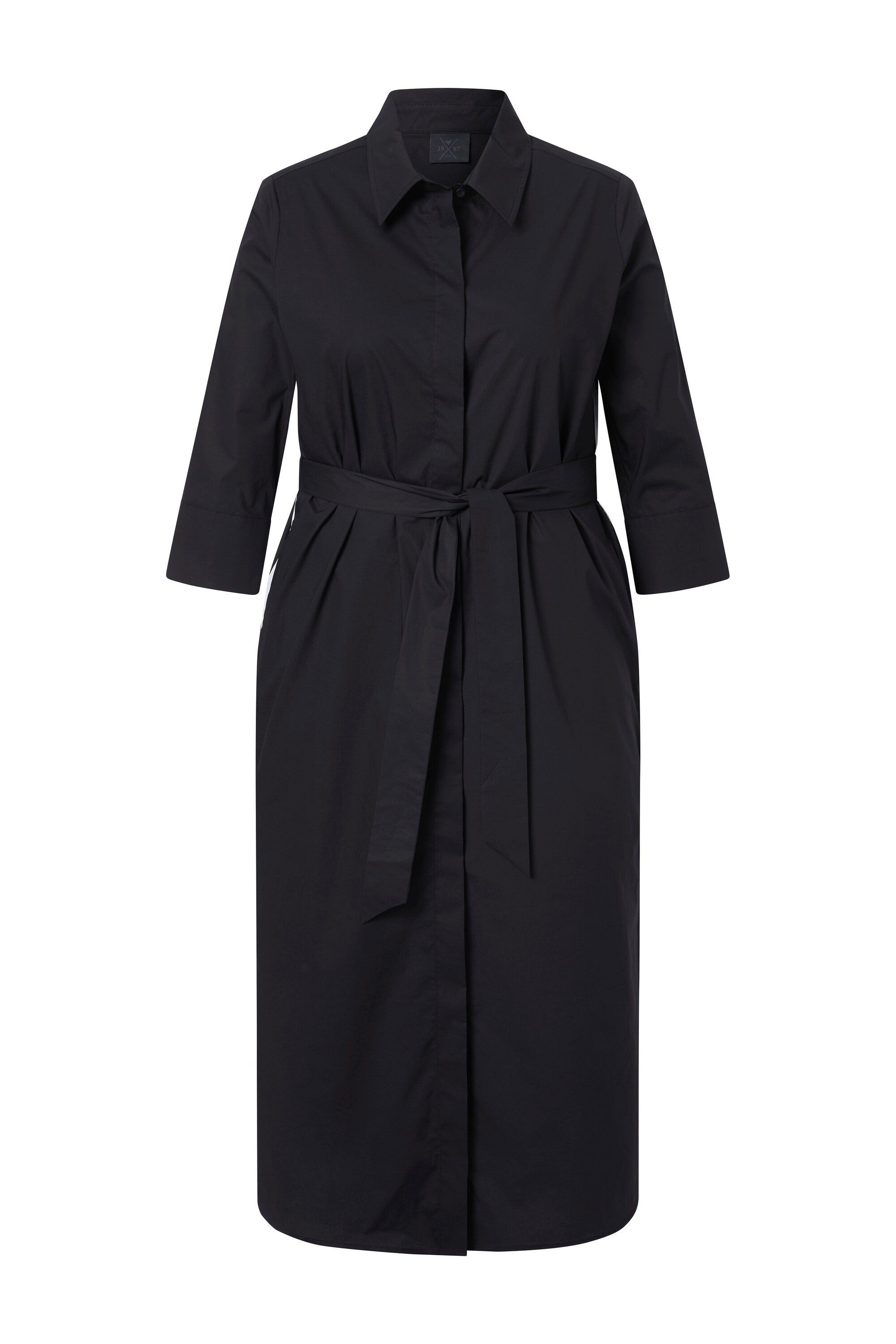 Ulla Popken Midikleid Hemdblusenkleid Galonstreifen Hemdkragen 3/4-Arm günstig online kaufen