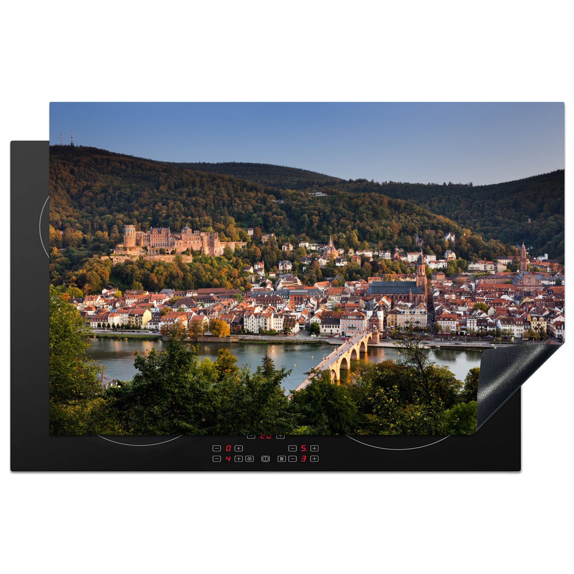 MuchoWow Herdblende-/Abdeckplatte Heidelberg - Schloss - Berge, Vinyl, (1 tlg), 81x52 cm, Induktionskochfeld Schutz für die küche, Ceranfeldabdeckung