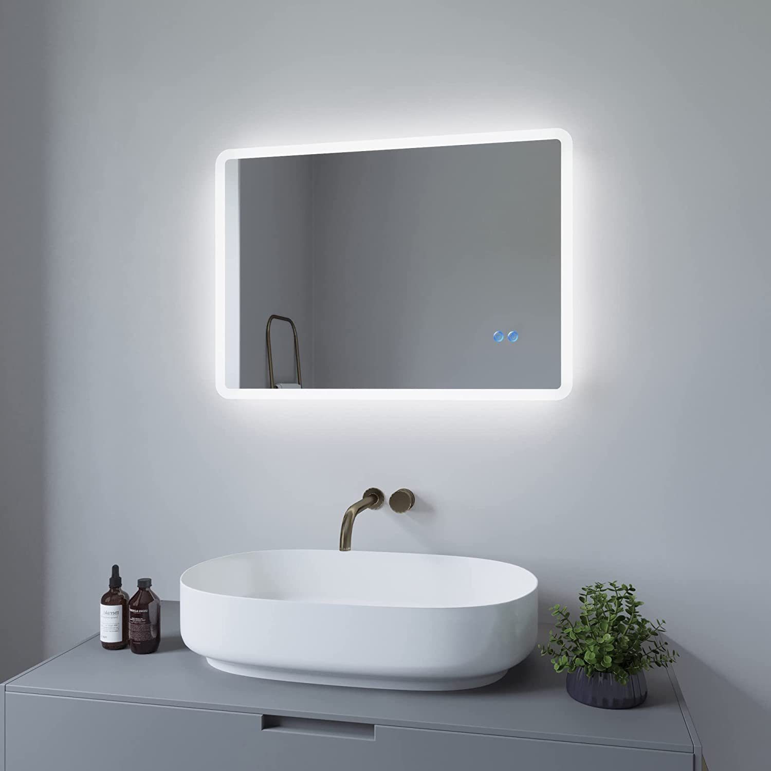 LED Bad Spiegel Badspiegel Design Lichtspiegel mit Touch Schalter Beschlagfrei 