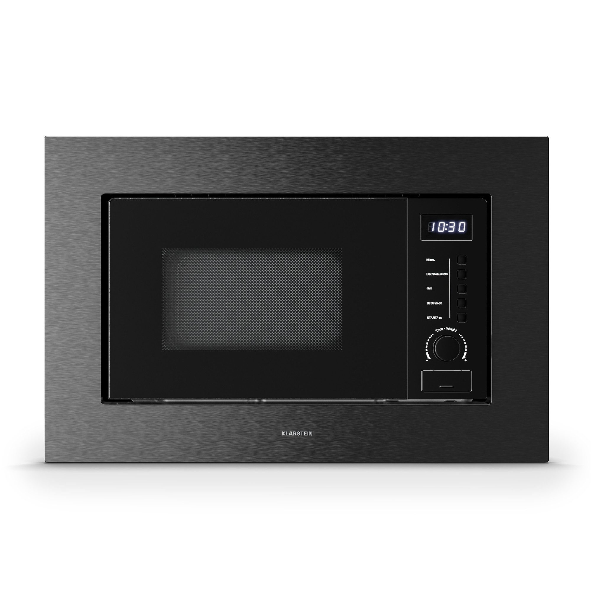 Klarstein Mikrowelle VeroSteel, Mikrowelle; Grill, 20 l, Einbau Microwave Grill 800 W 20 L LED Touch Schwarz