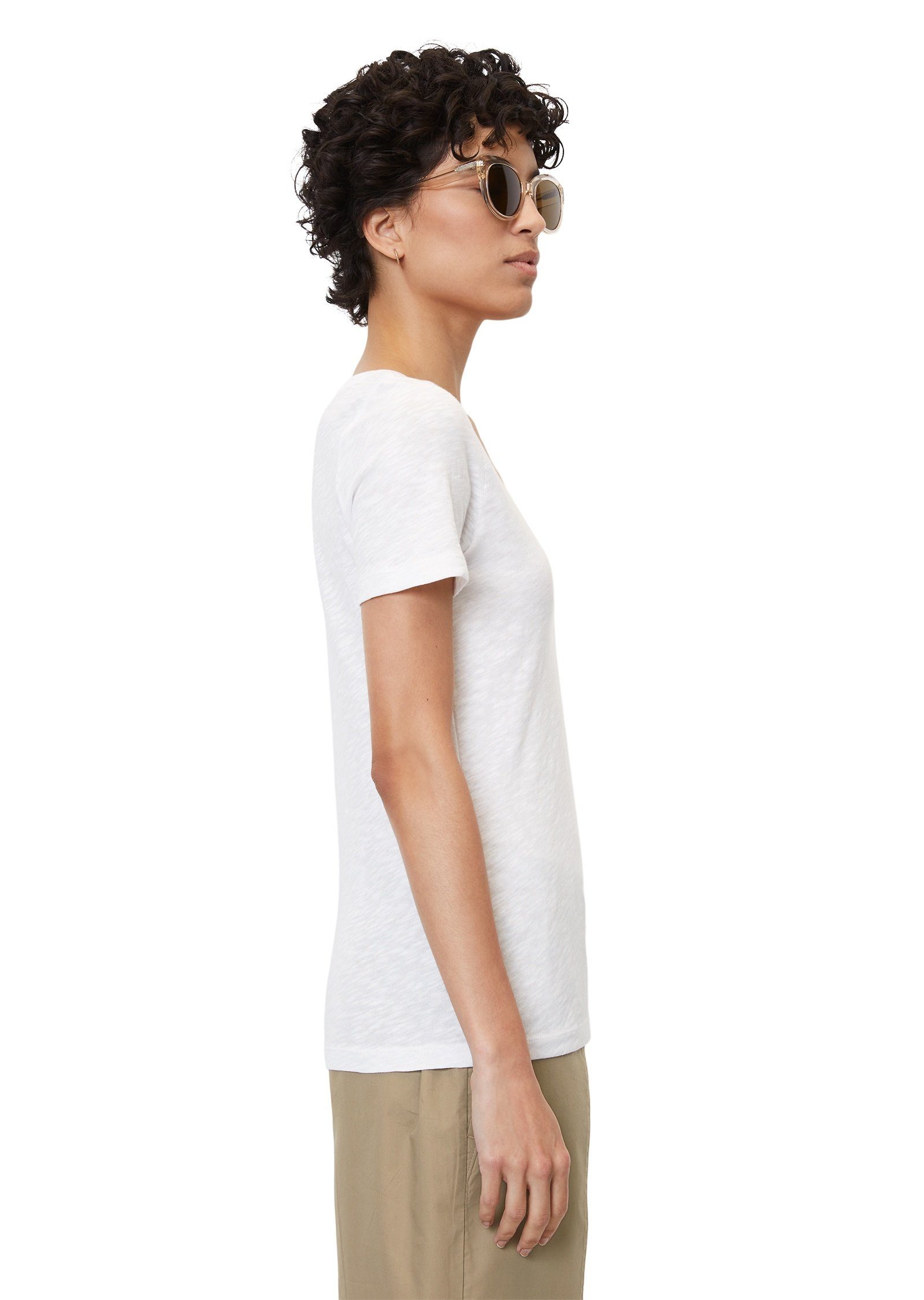 Marc O'Polo Slub Jersey T-Shirt aus weiß Organic Cotton