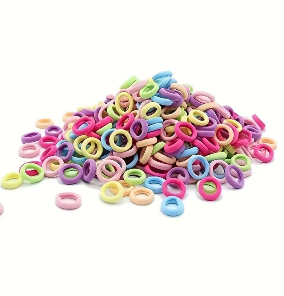 Montegoni Haarclip 500 bunte Nylon-Haarbänder & Scrunchies – weich, dehnbar & stylisch, Set, 500 Stück bunte Nylon-Haargummis, Flexibles Nylon, schonend zum Haar, Bunte Haargummis