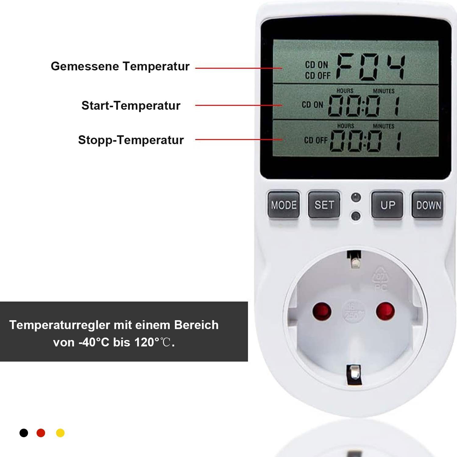 (100-250V Digitale Zeitschaltuhr / MAGICSHE / 1-St. Zeitschaltuhr 3680W), mit Thermostat digital, 16A