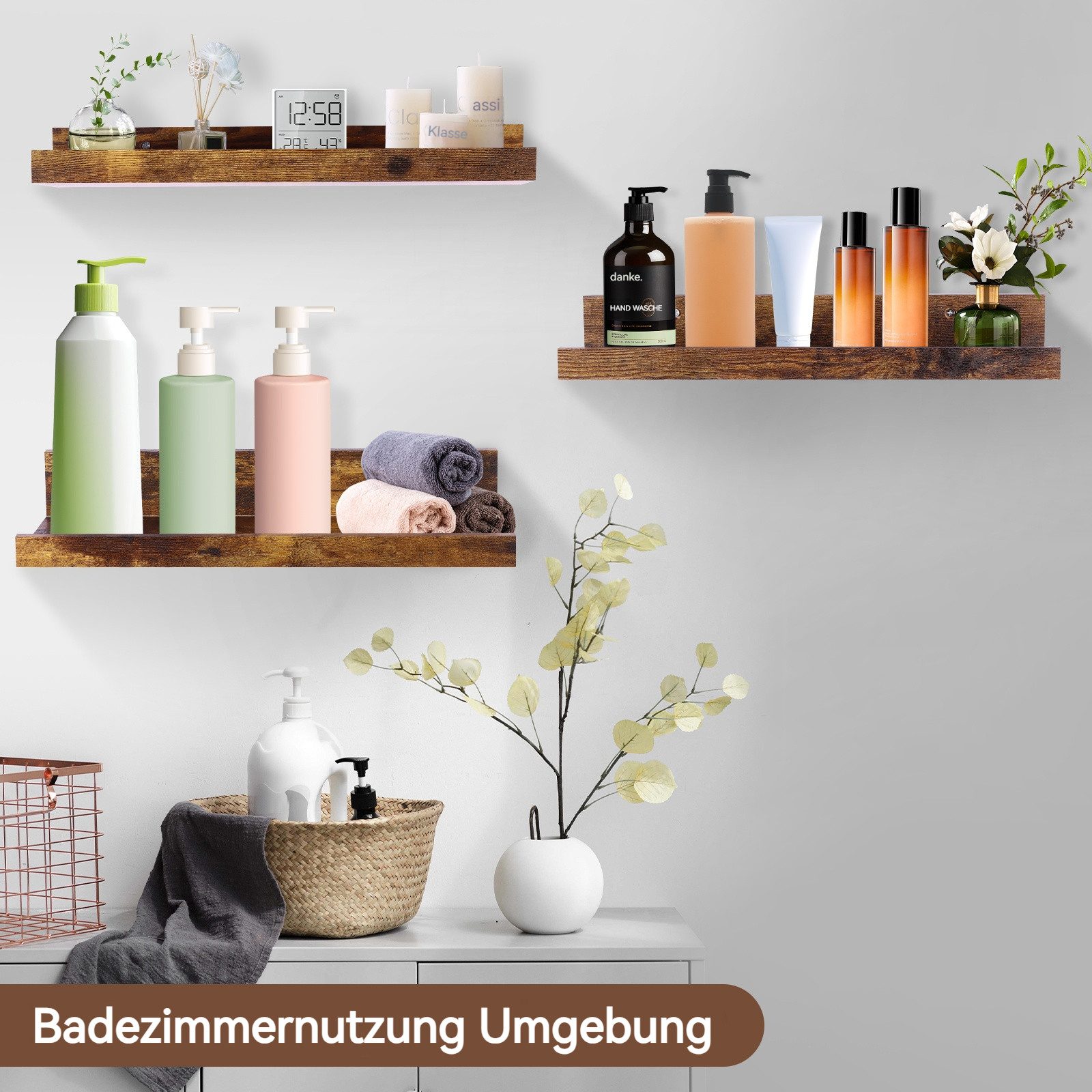 BlingBin Wandregal Wandregal Set 3 Stück,Holz, günstig online kaufen