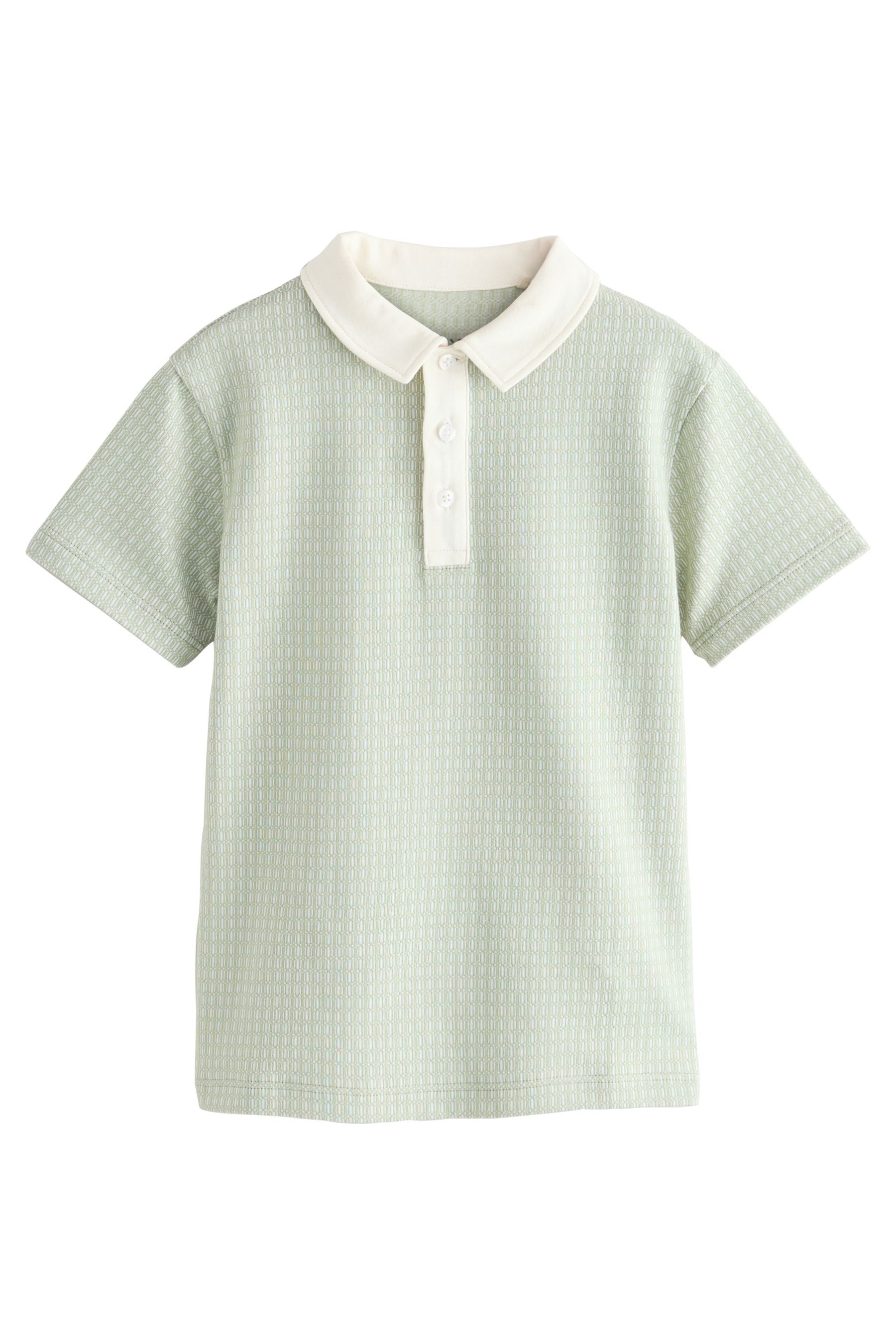 Next Poloshirt Kurzärmeliges Jacquard-Polohemd (1-tlg)