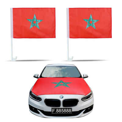 Sonia Originelli Fahne Auto-Fan-Paket Marokko Morocco Flaggen Außenspiegel Motorhaubenüberzug, Magnete: 3D-Effekt
