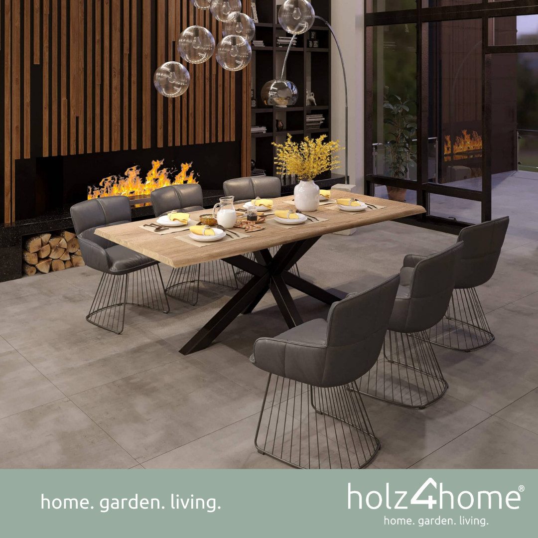 holz4home® Tischgestell Tischbeine aus Metall I Schwerlast Gestell Schwarz pulverbeschichtet
