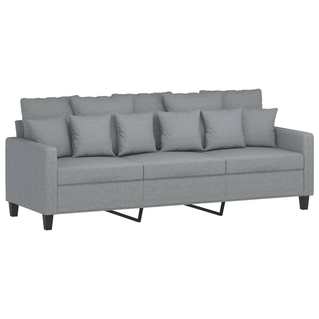 vidaXL Sofa 3-Sitzer-Sofa mit Hocker Hellgrau 180 cm Stoff