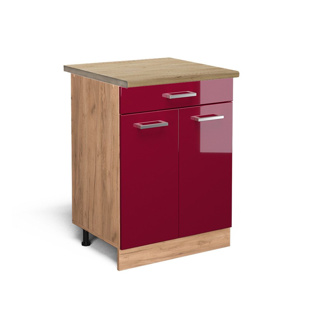 Vicco Unterschrank R-Line, Bordeaux Hochglanz/Goldkraft Eiche, günstig online kaufen