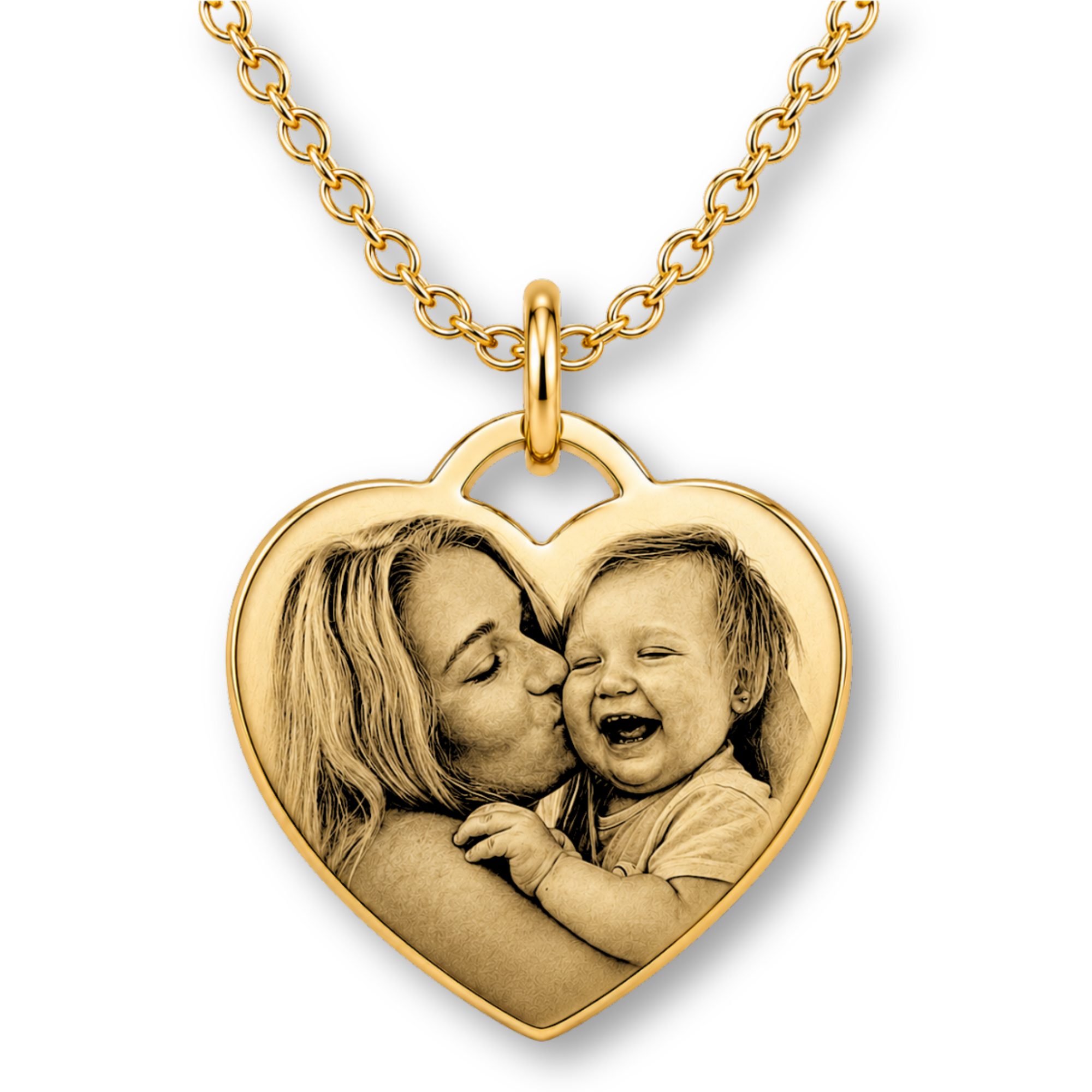 BS Schmuckdesign Kette mit Anhänger mit Gravur Foto Halskette Damen personalisiertes Geschenk Gravurkette Herzform (inkl. Gravur), personalisiert inkl. Geschenkbox