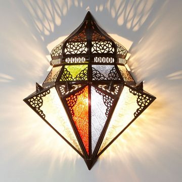 Casa Moro Wandleuchte Marokkanische Wandlampe Jawhar 32x42 Eisen Glas, Kunsthandwerk aus Marokko, ohne Leuchtmittel, Orientalische Wandleuchte Ramadan Lampe L1420