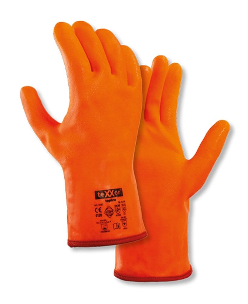 teXXor Winter-Arbeitshandschuhe 2162 Winterhandschuh Pvc Chemikalienhandschuh orange (Packung, 6-St., VPE=6-60, Gr 10) isolierend/weiches Innenfutter